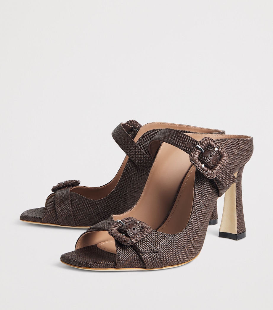 Malone Souliers Raffia Kimberly Heeled Mules 90 Dark Brown Image 3