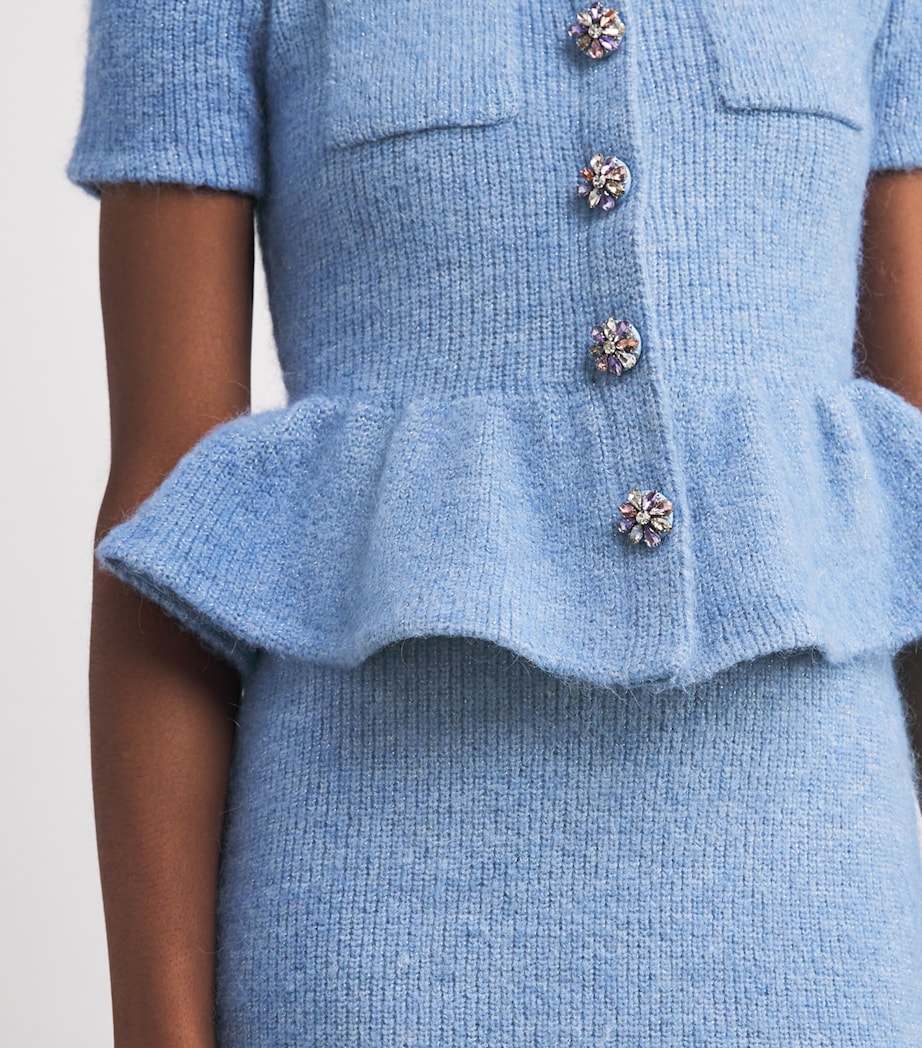 Knitted Peplum Midi Dress BLUE Image 6