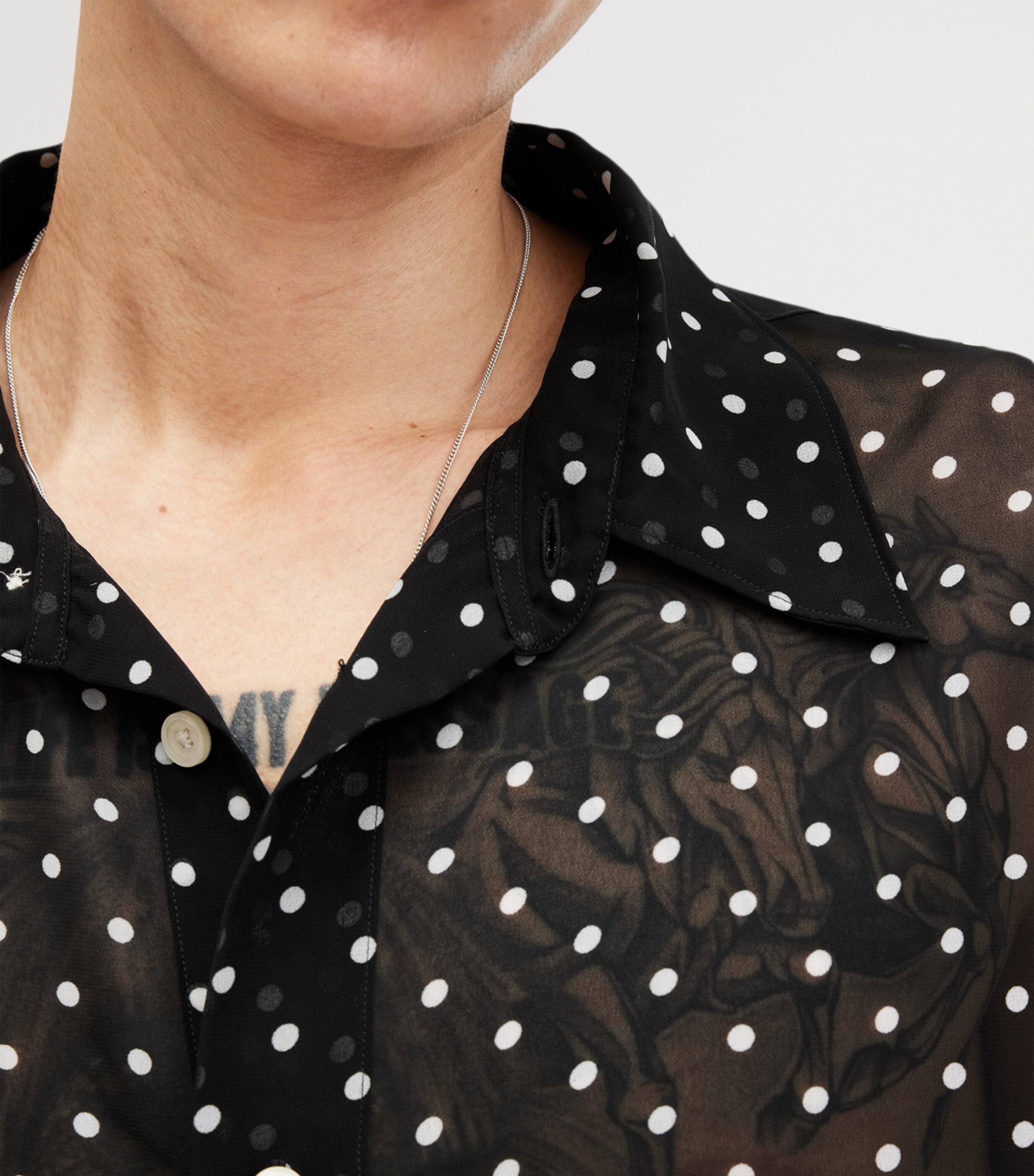 Sheer Polka Dot Sangha Shirt BLACK Image 7