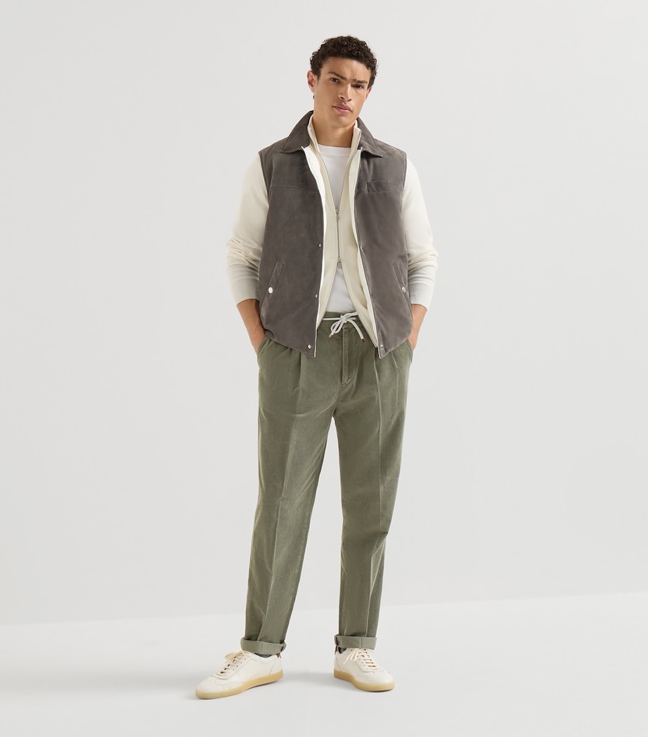 Brunello Cucinelli Mens Cotton Drawstring Trousers Army Green Image 3