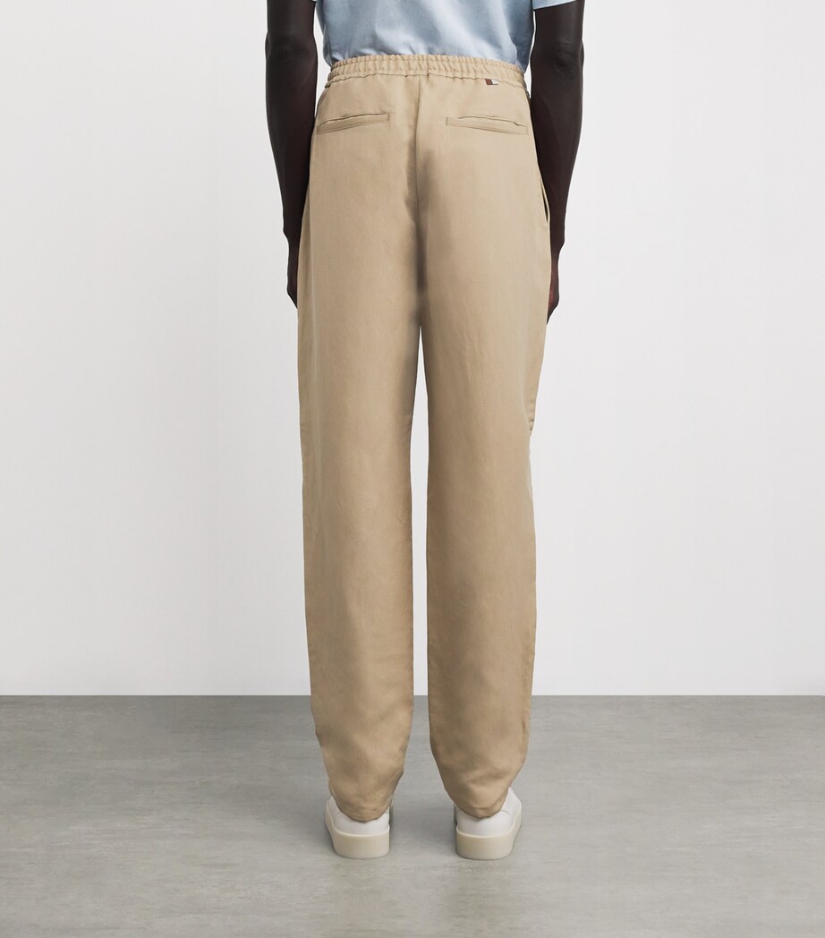 Linen-Silk Drawstring Trousers 708-BEIGE Image 4