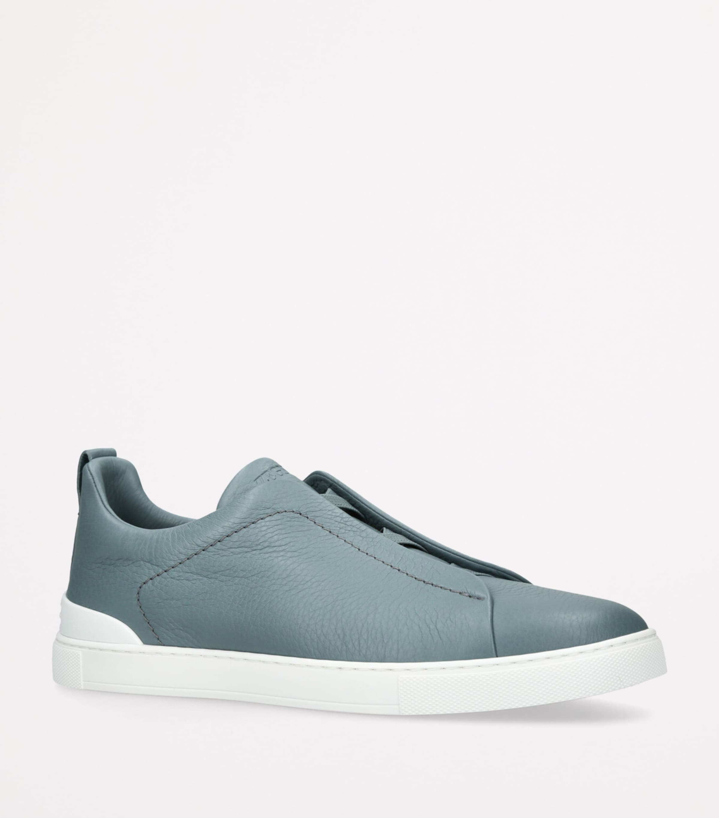 Leather Triple Stitch Sneakers TEAL Image 3