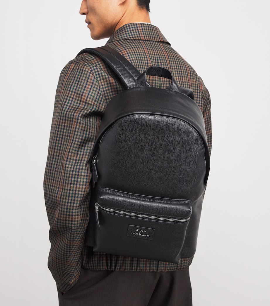 Pebbled Leather Backpack BLACK Image 2