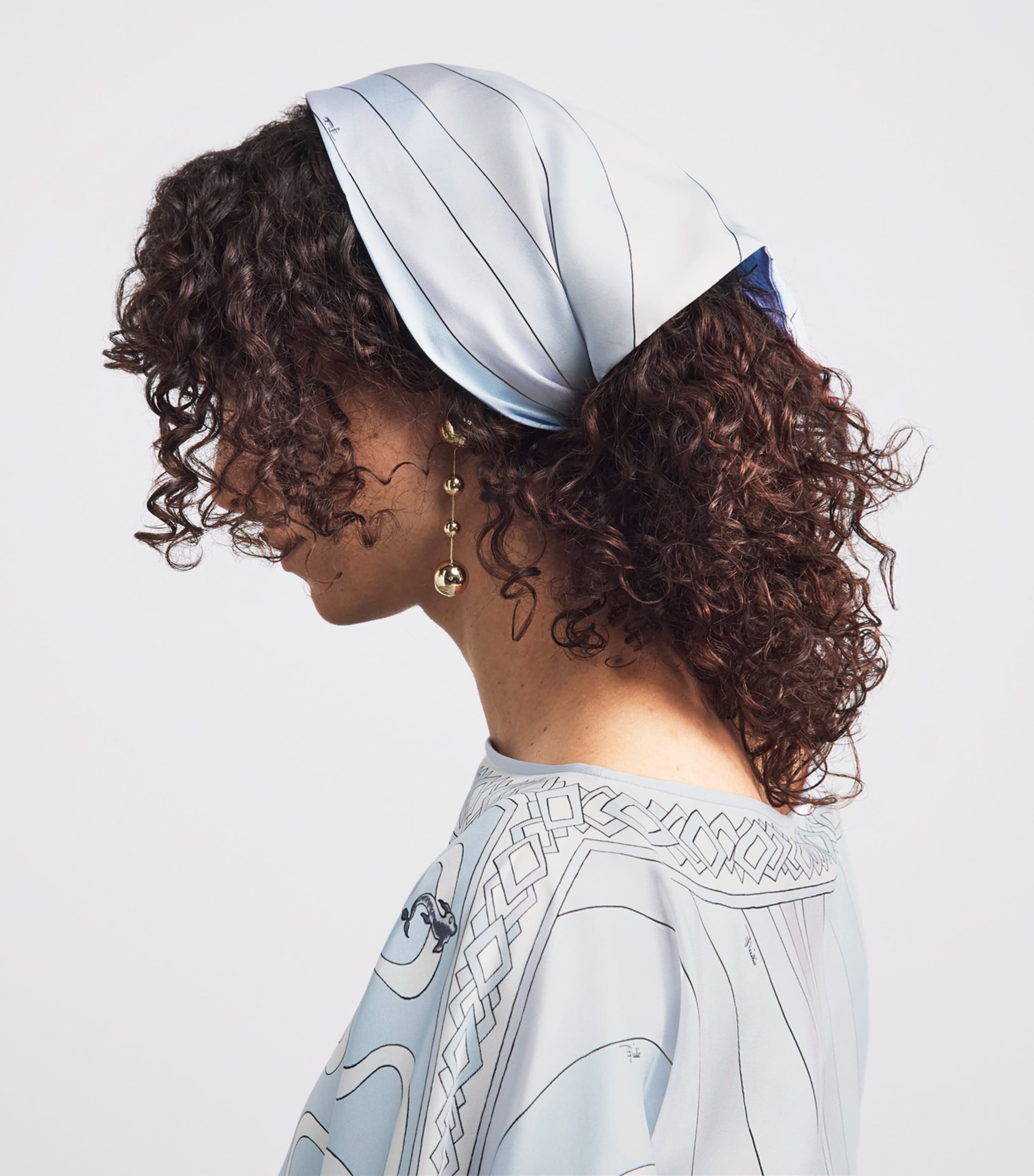 PUCCI Silk Iride Print Bandana Light Blue Image 2