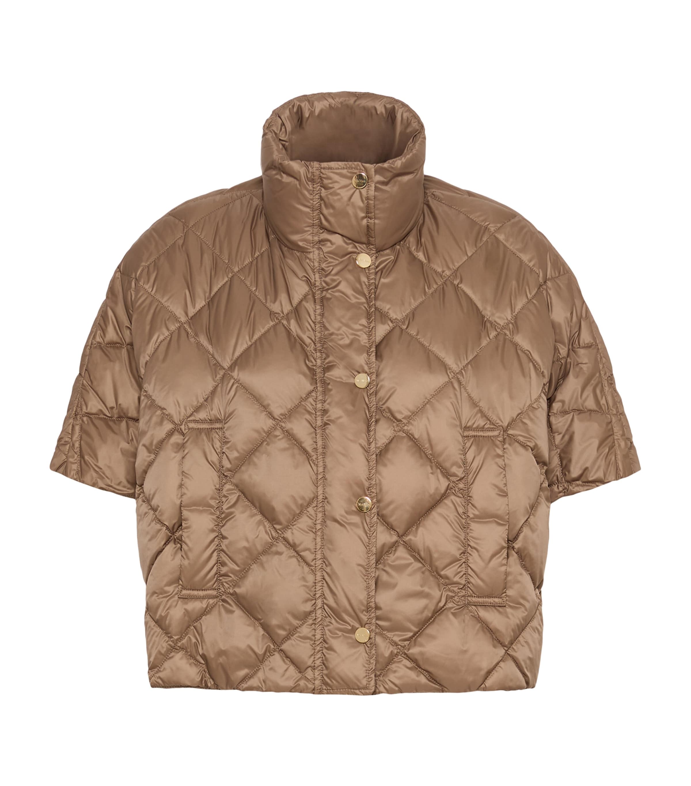 Max Mara Womens Short-Sleeve Quilted Jacket Camel Image 1