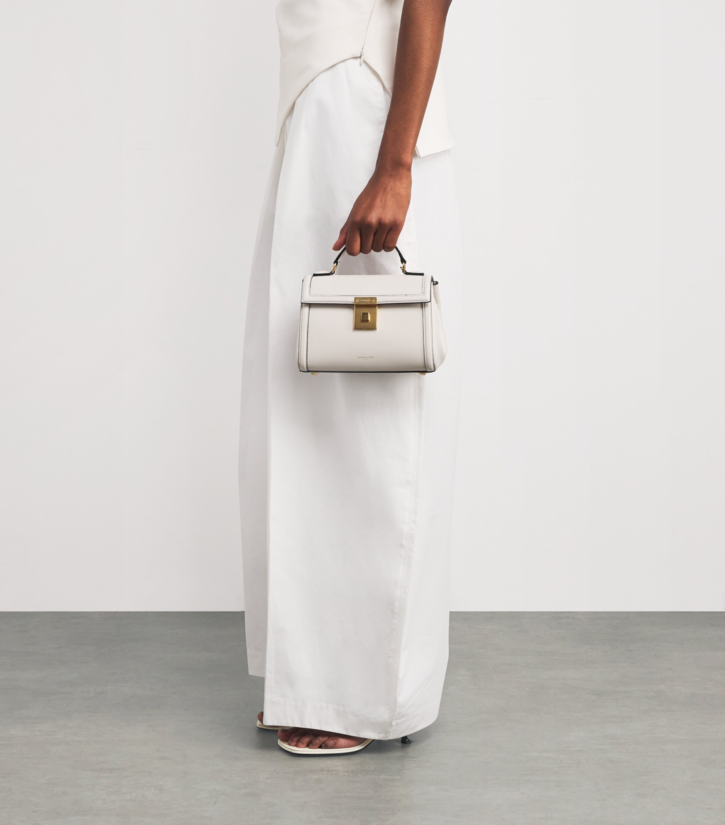 Demellier Leather Paris Top-Handle Bag Off White W/be Image 2