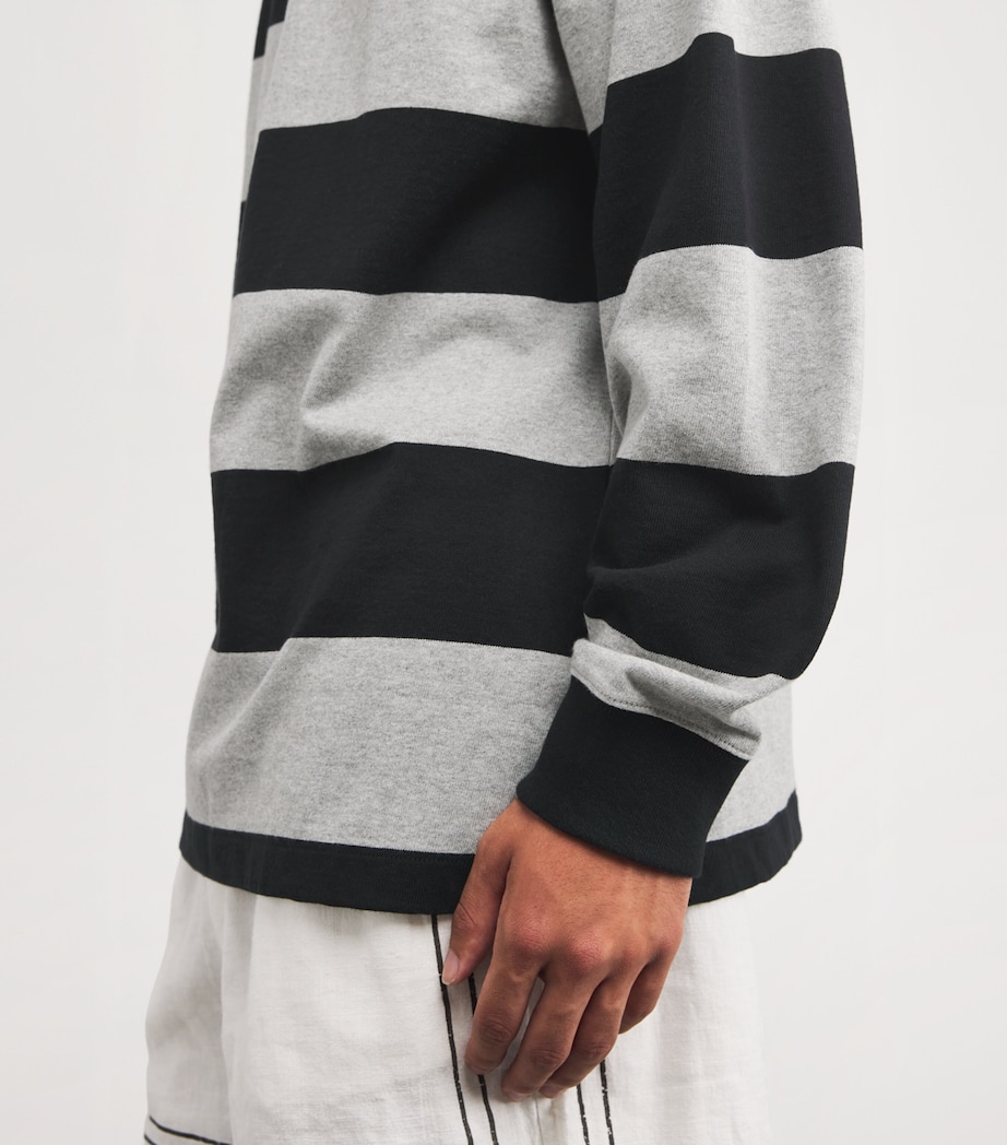 Cotton Stripe Big Fit Rugby Shirt GREY Image 6