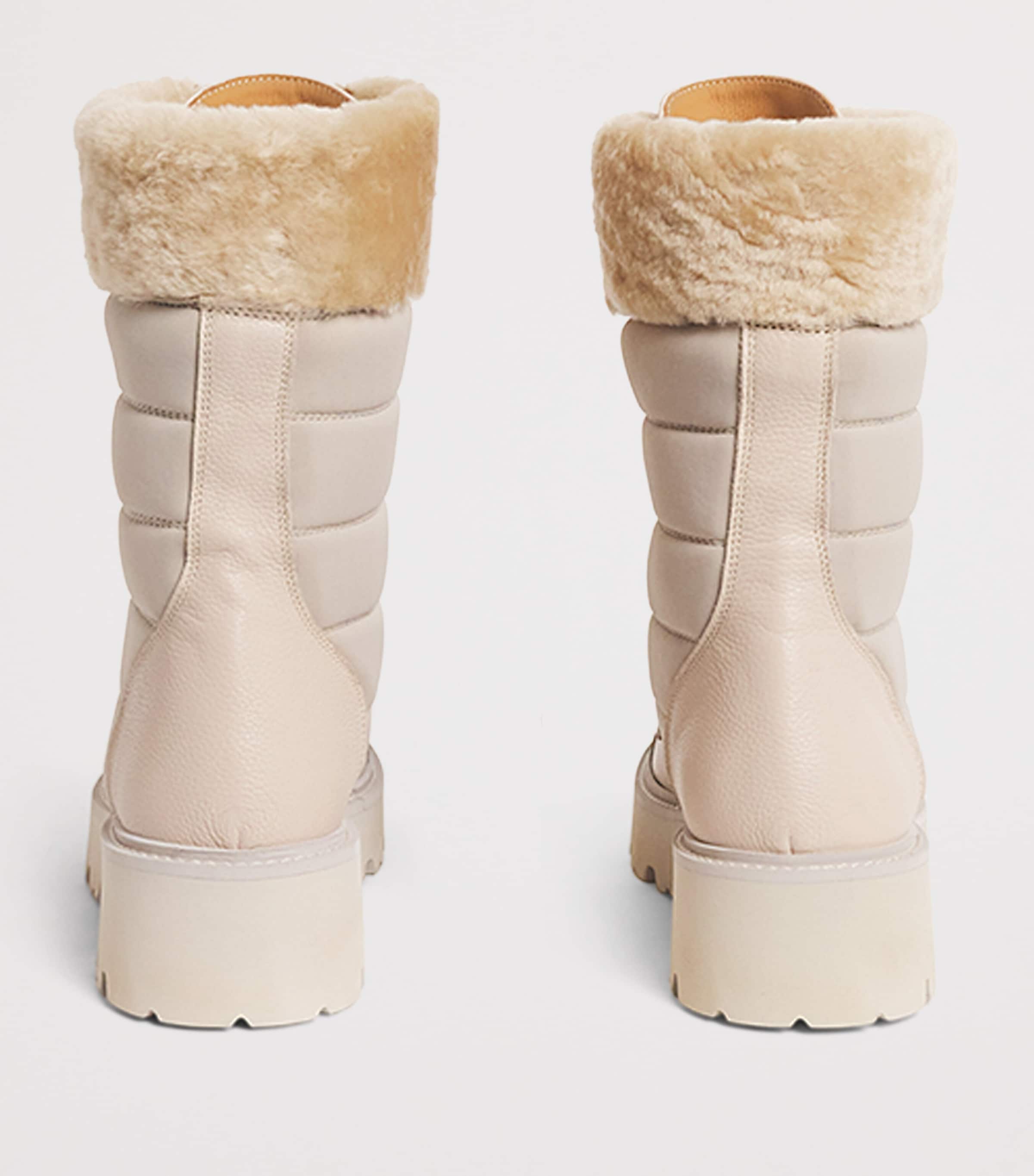 Leather Shearling-Trim Ankle Boots SABBIA Image 4