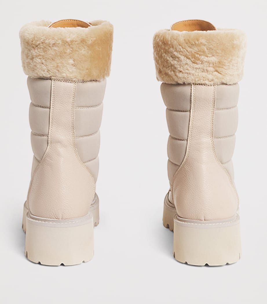 Leather Shearling-Trim Ankle Boots SABBIA Image 4
