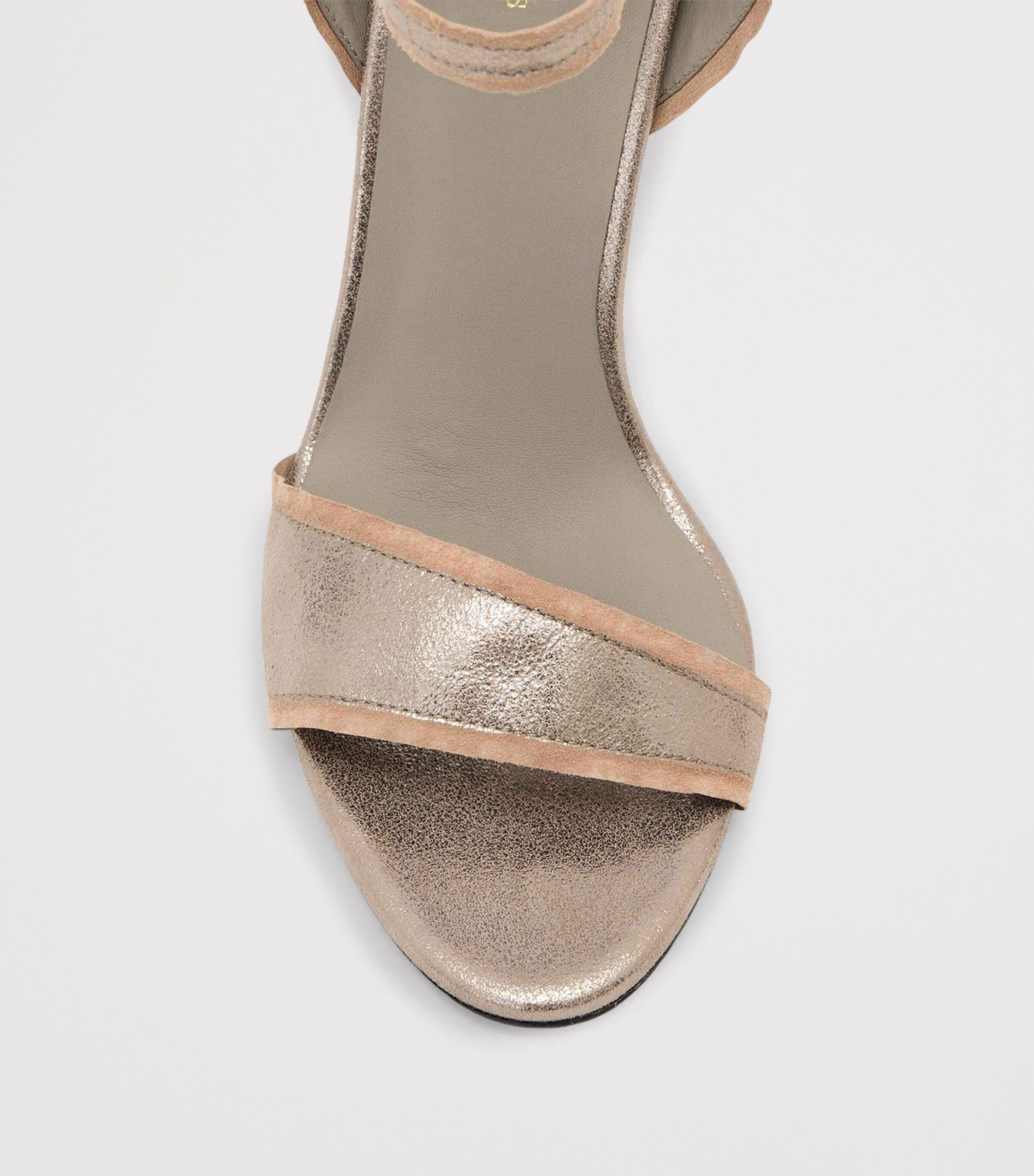 AllSaints Metallic Leather Vera Heeled Sandals Silver Image 5