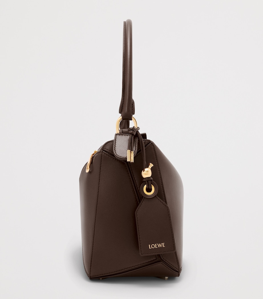 LOEWE Womens Medium Leather Puzzle Top-Handle Bag Dark Chestnut Image 3