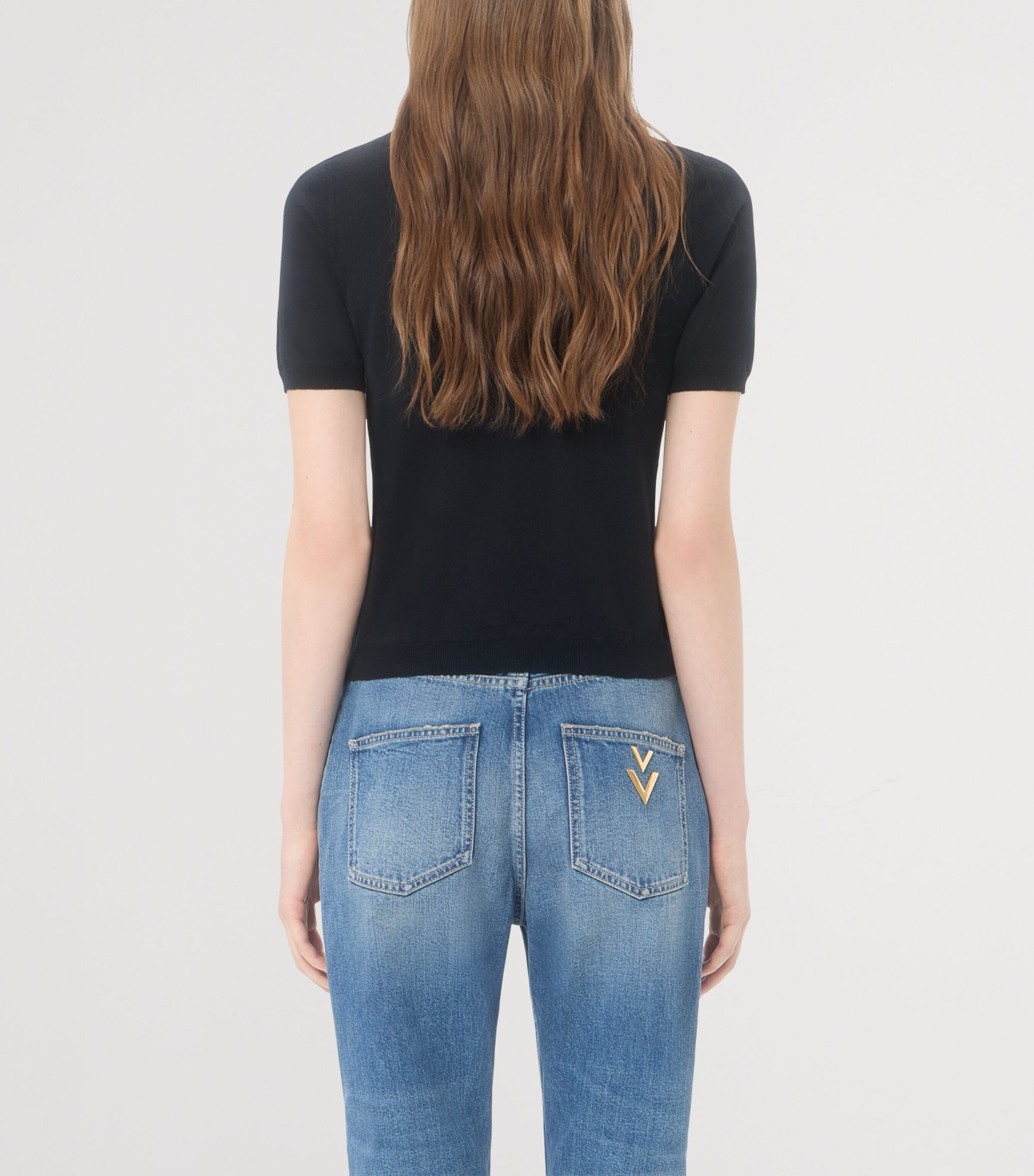 Valentino Womens Virgin Wool Embellished Neck Sweater Image 5