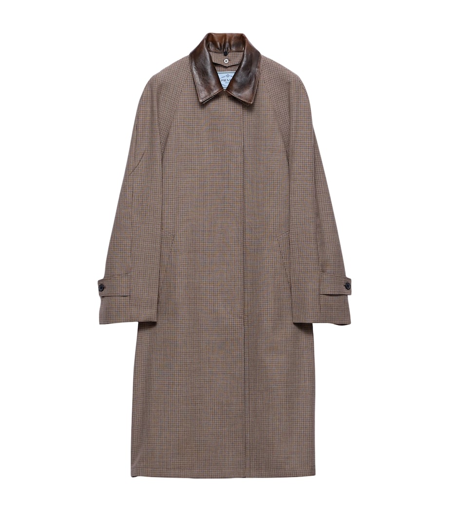 Prada Wool Houndstooth Coat Brown Image 1