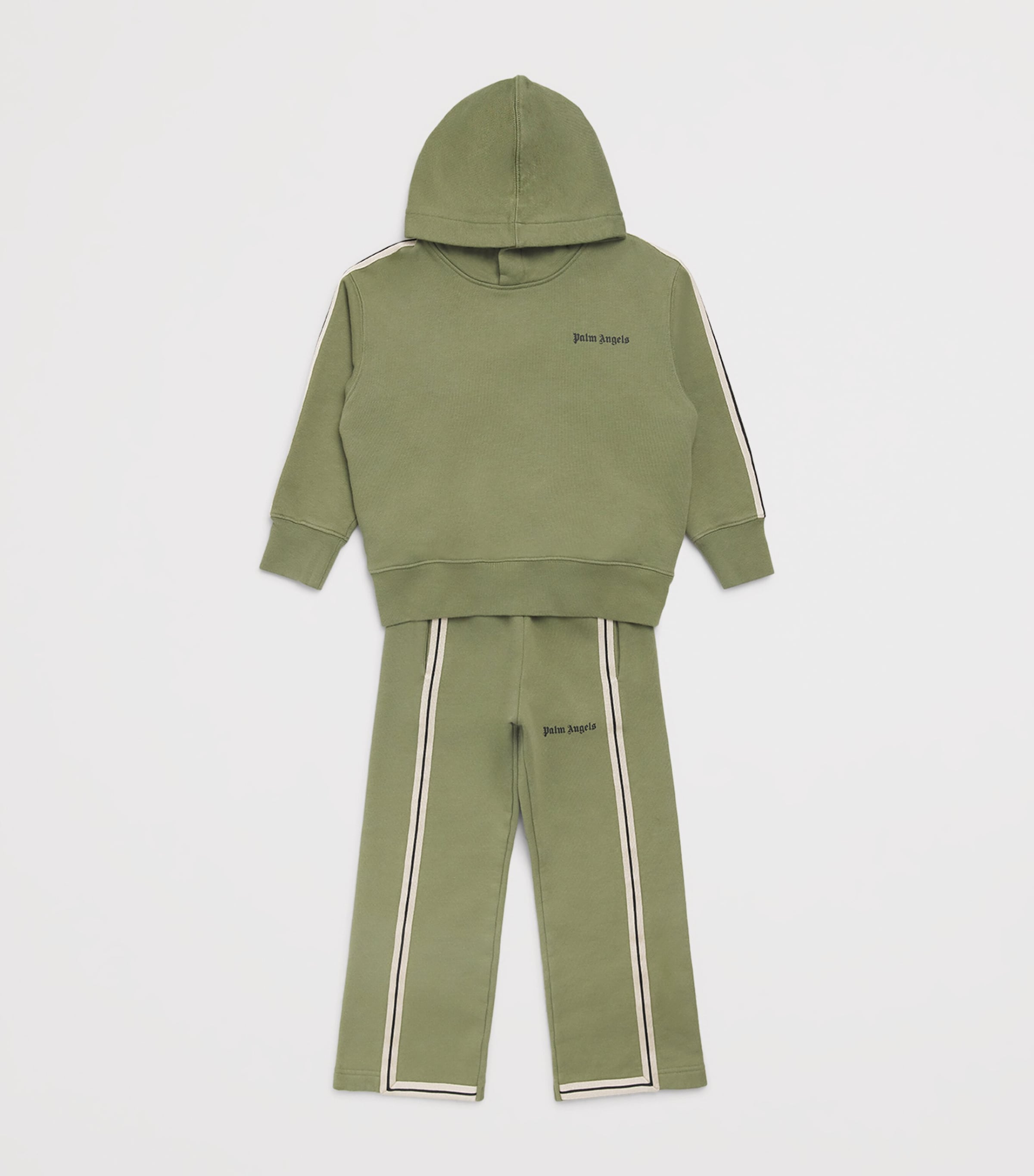 Palm Angels Kids Cotton Track Hoodie (4-12+ Years) Grn Blck Image 3
