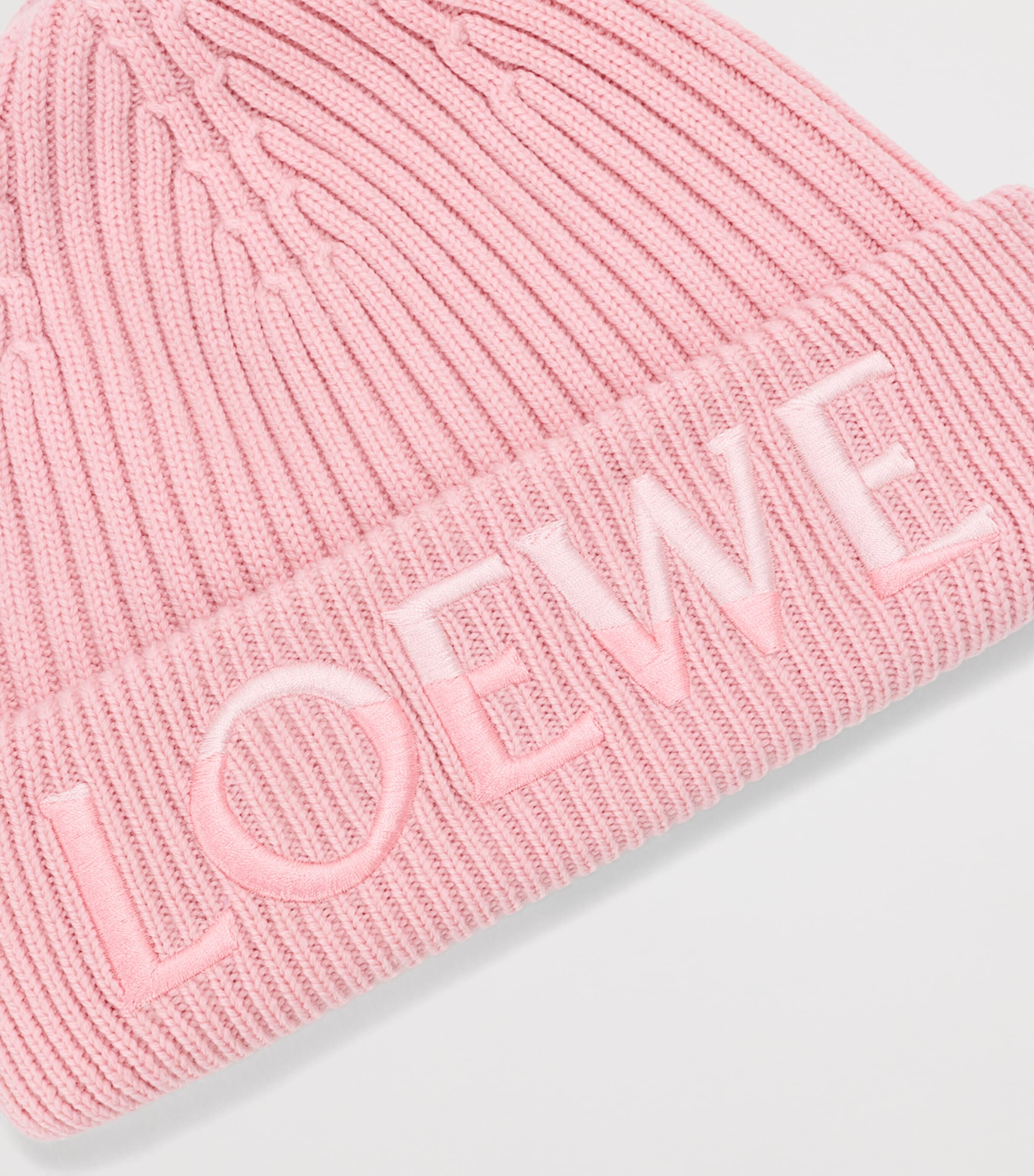 LOEWE Wool Ribbed Logo Beanie Light Pink Image 4