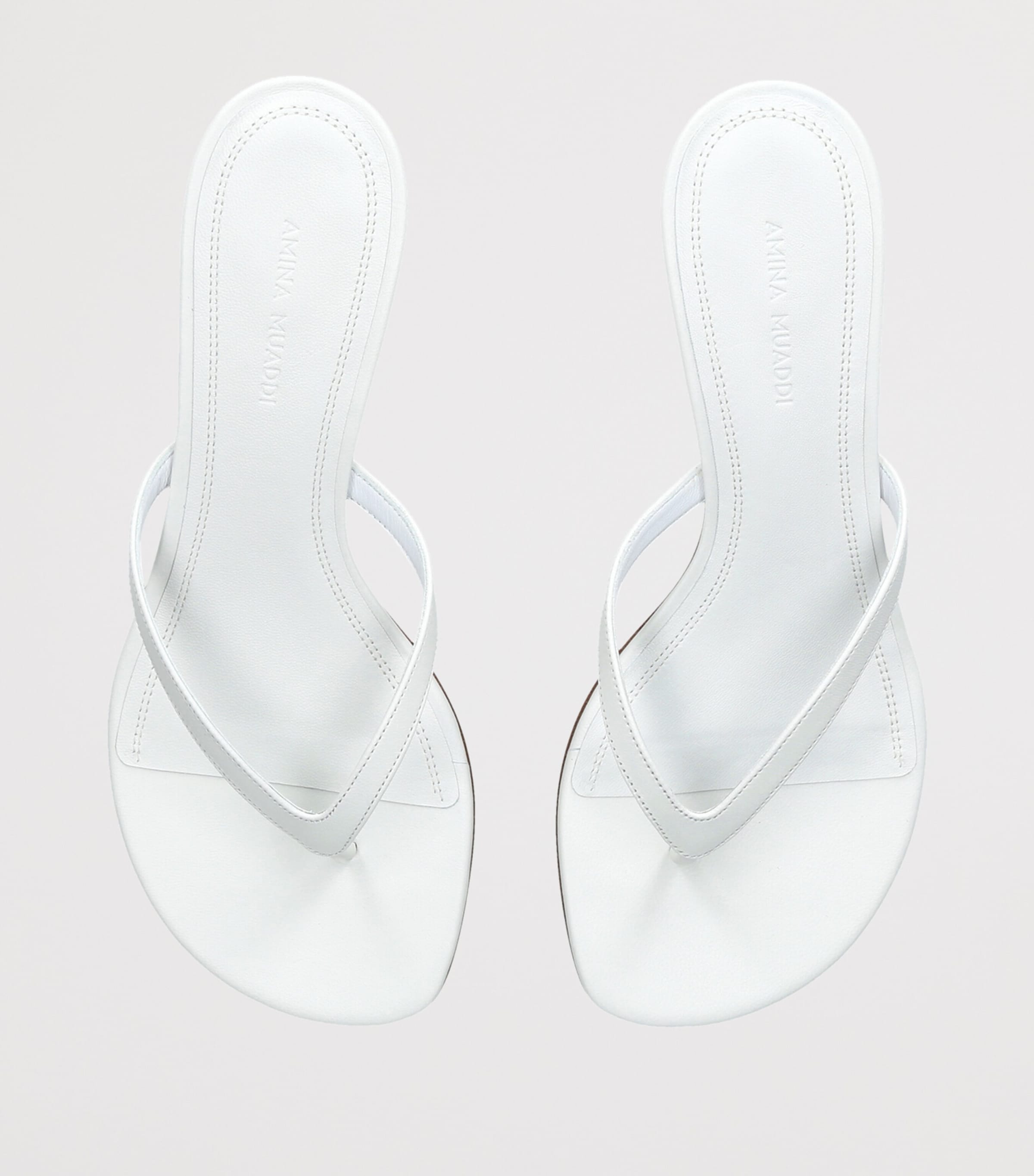 Amina Muaddi Leather Juliette Sandals 45 White Image 4