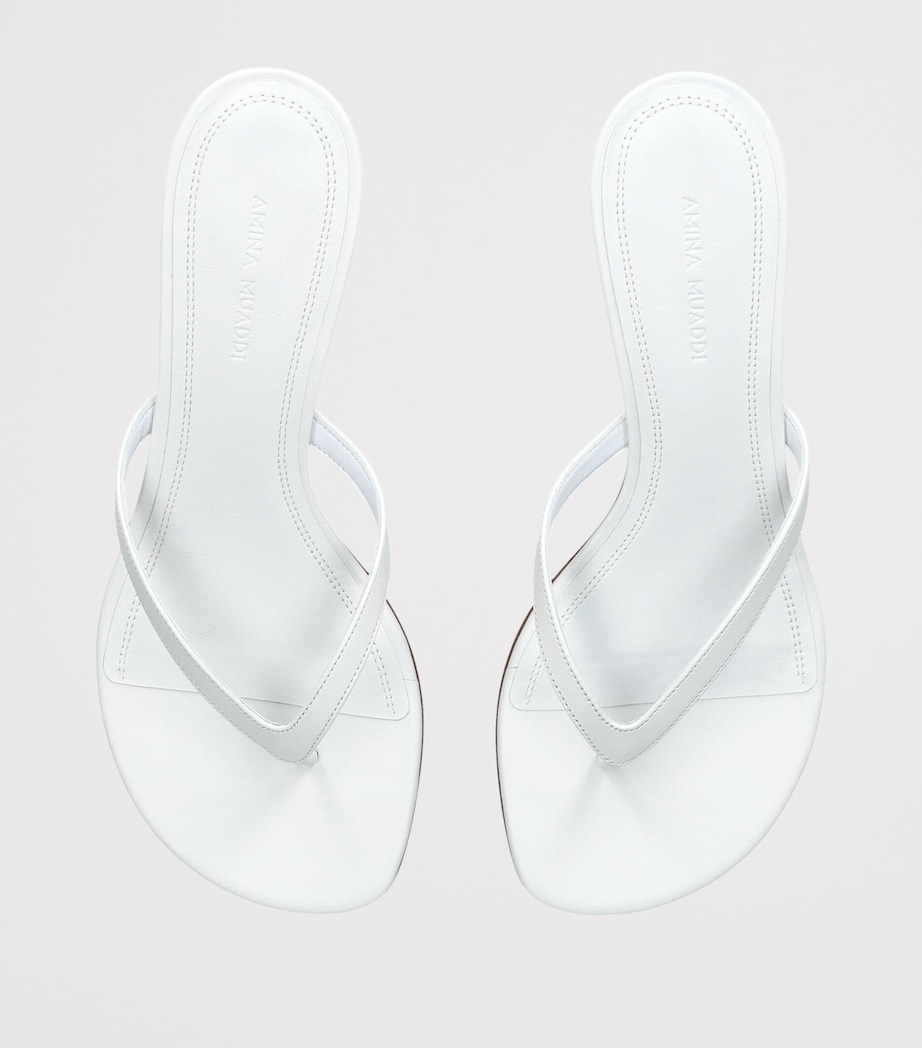 Amina Muaddi Leather Juliette Sandals 45 White Image 4