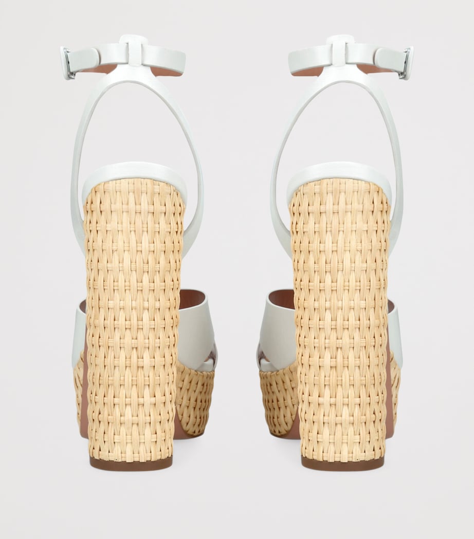 Leather Sunseeker Plateau Platform Sandals 140 WHITE Image 2