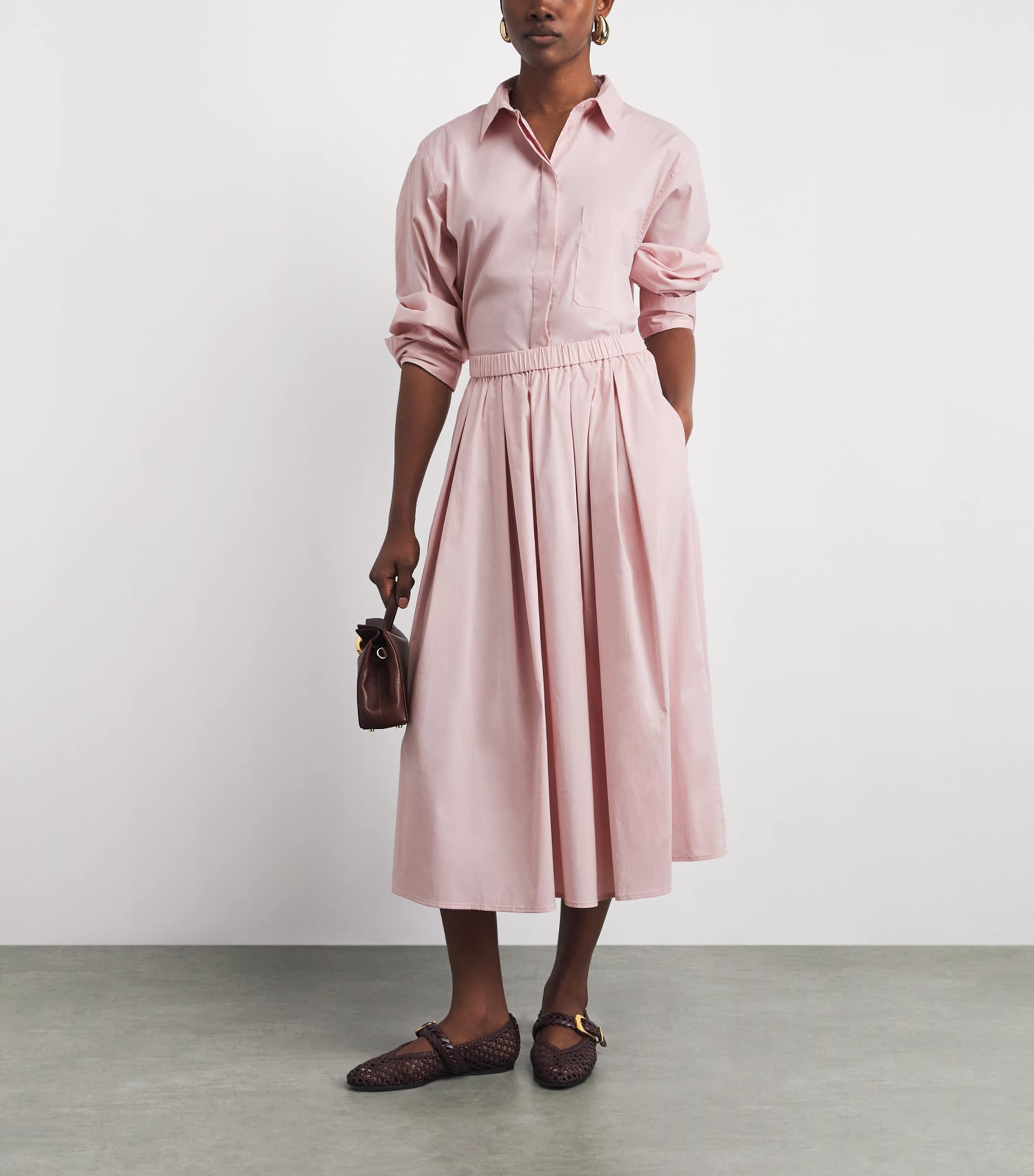 Stylein Womens Cotton-Blend Jorina Midi Skirt Off Pink Image 2