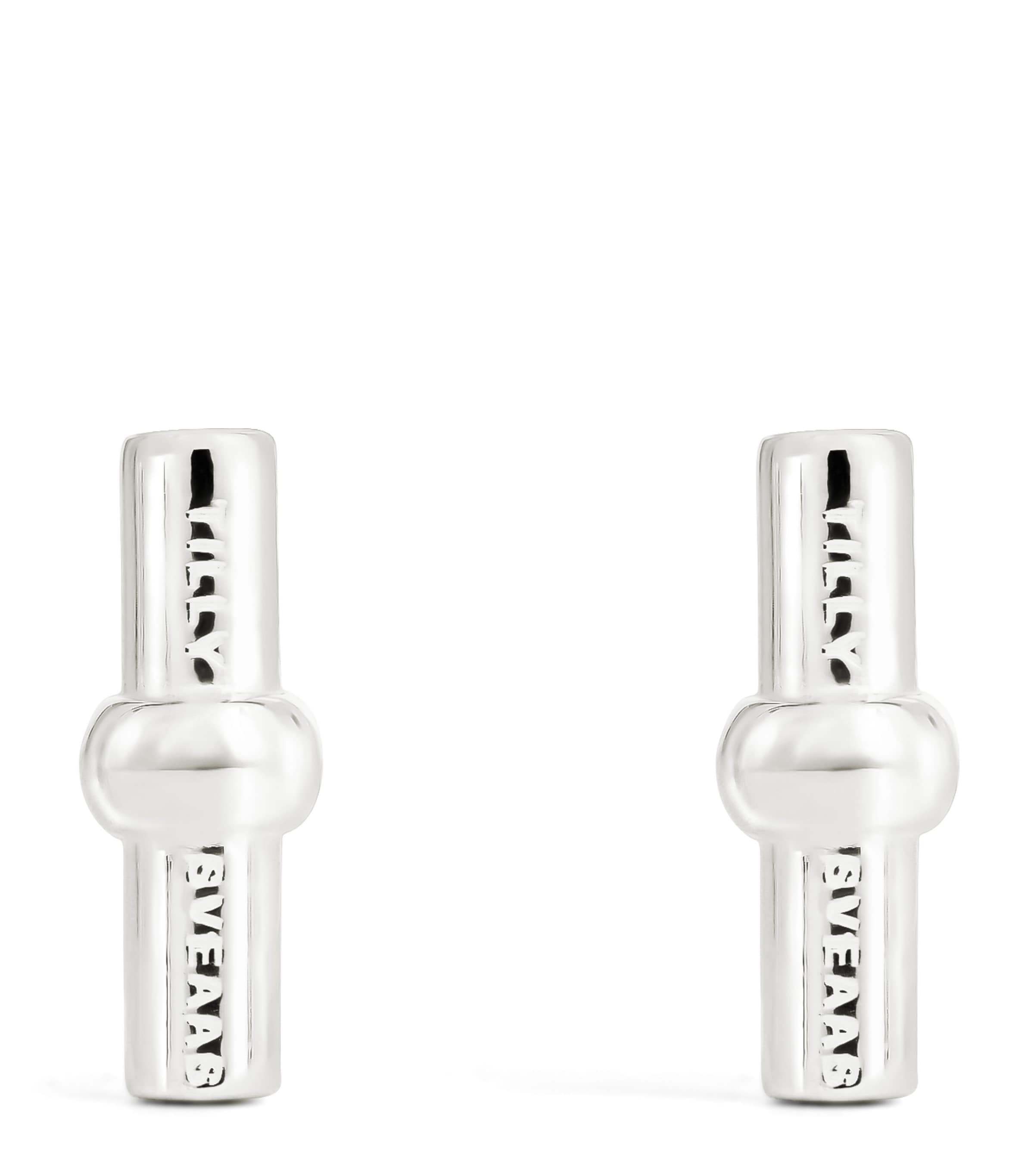 Tilly Sveaas Sterling Silver T-bar Stud Earrings In Metallic