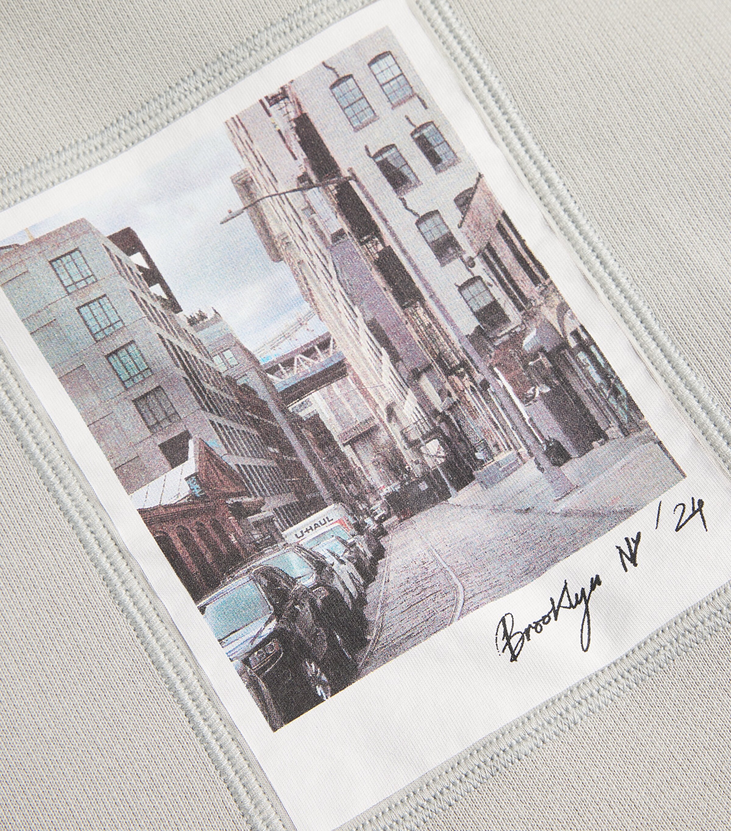 Helmut Lang Mens Cotton Postcard Print Hoodie Grey Image 5