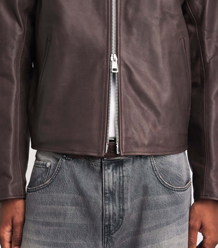 Our Legacy Mens Mini Leather Jacket Matted Brown Wxd Bvn Image 3