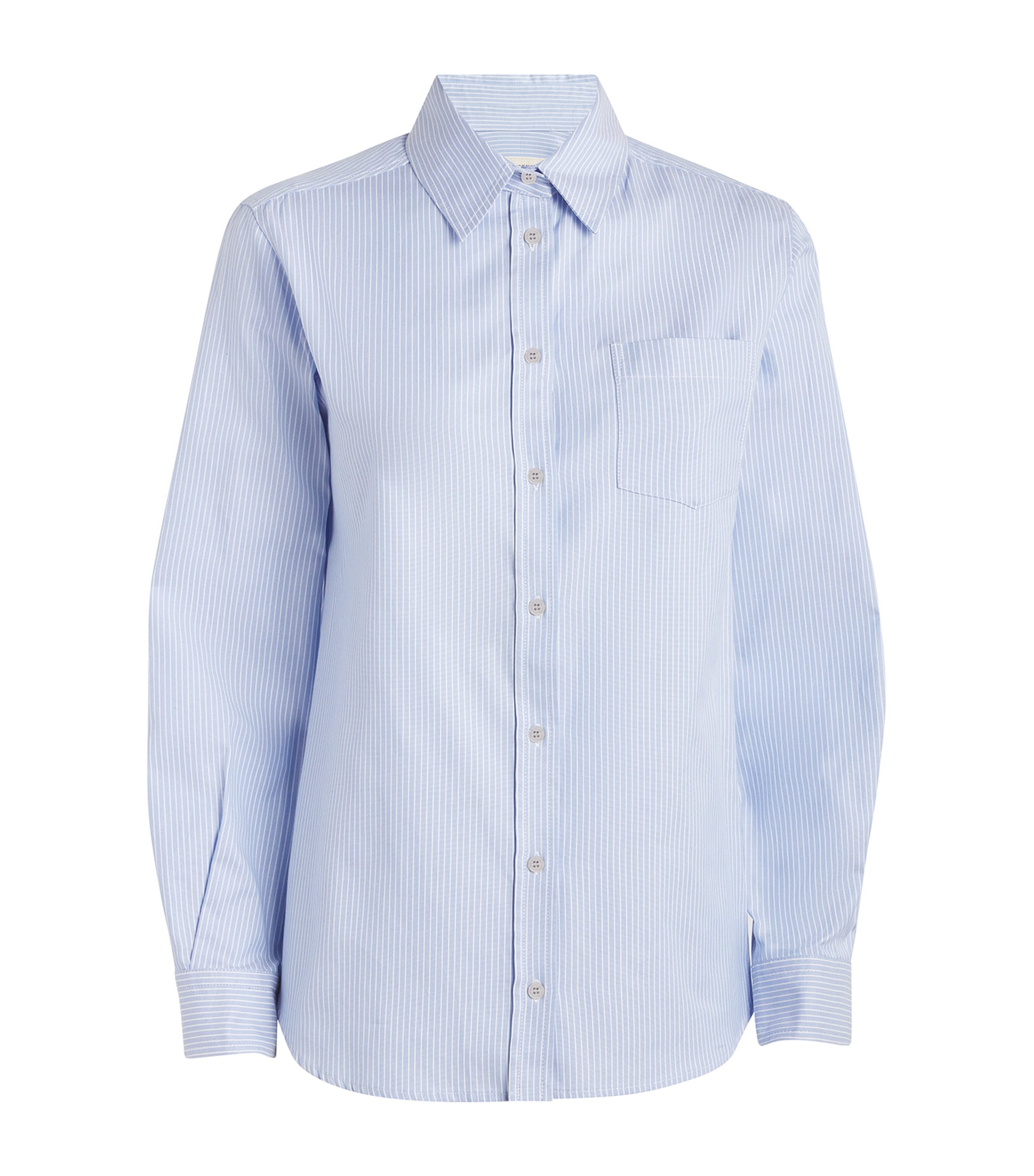 Shop Weekend Max Mara Cotton Poplin Striped Shirt In Blue