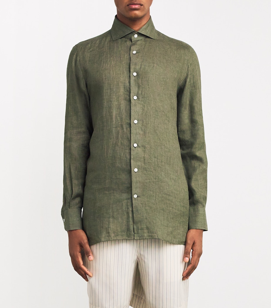 100HANDS Mens Linen Shirt Green Image 3