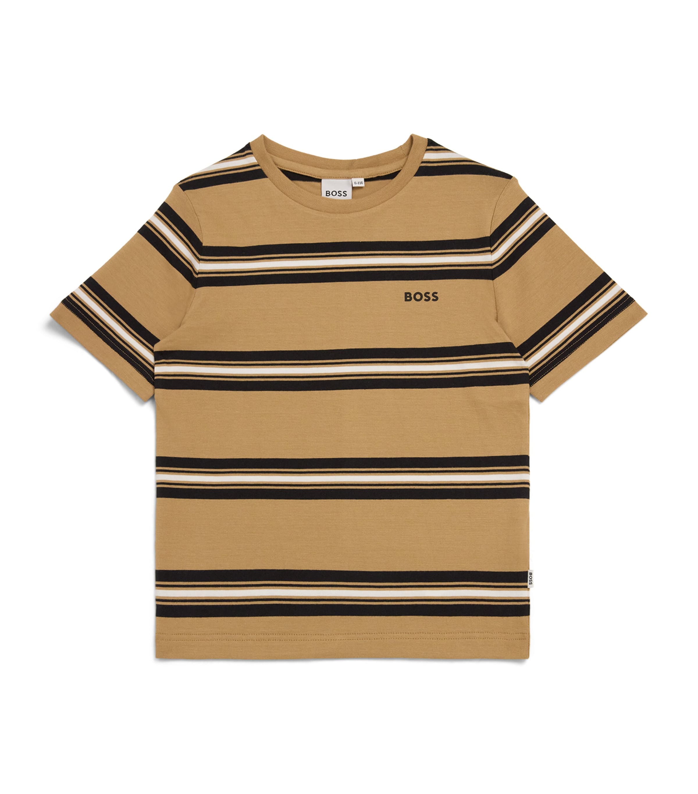 Shop Bosswear Striped Logo T-shirt In Beige