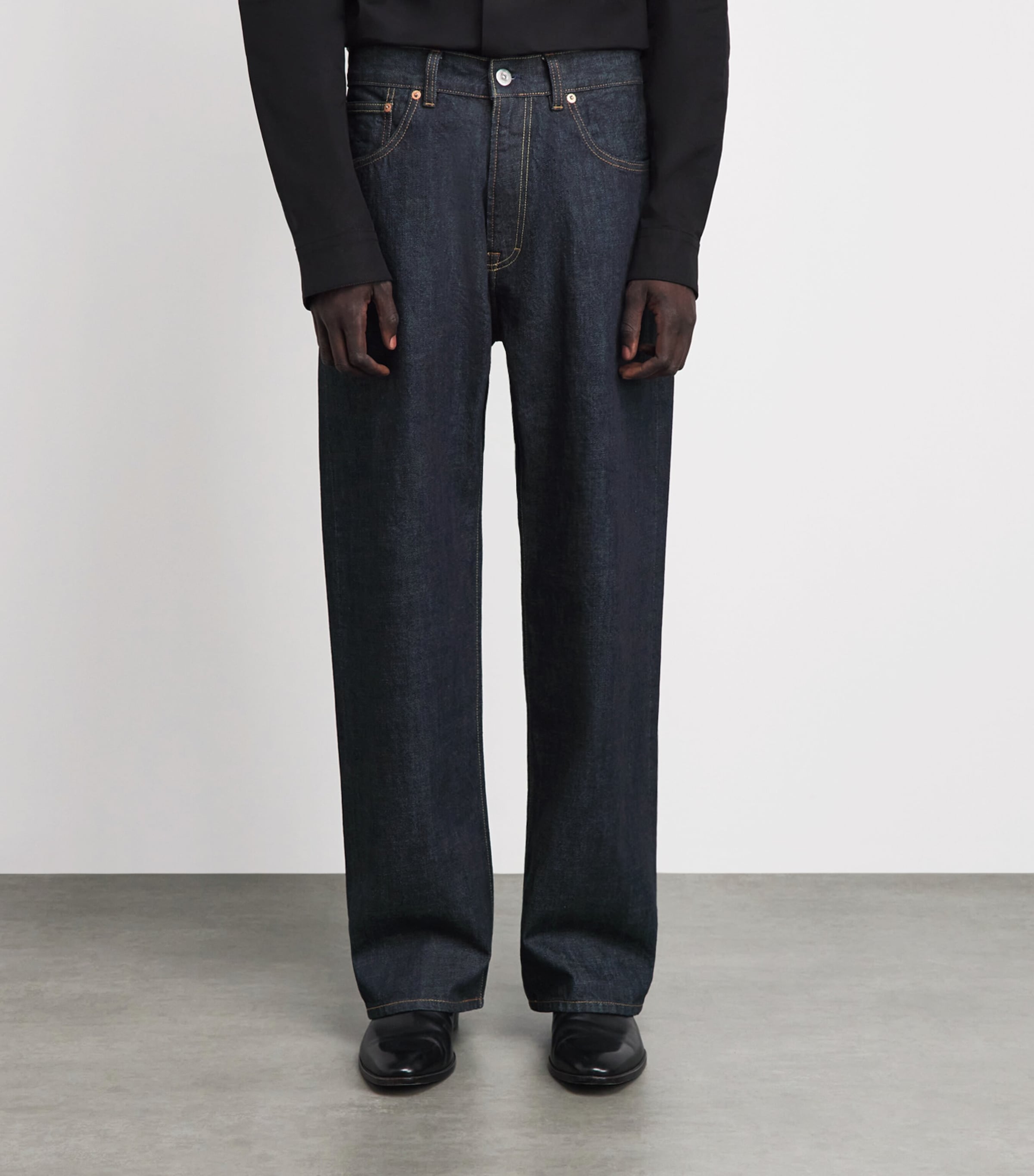 Our Legacy Mens Third Cut Wide-Leg Jeans Blue Selvedge Image 4
