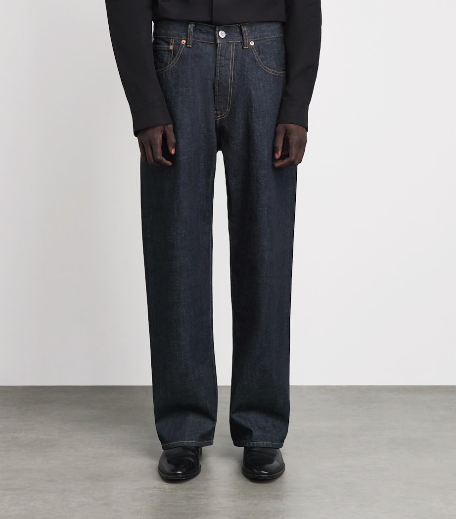 Our Legacy Mens Third Cut Wide-Leg Jeans Blue Selvedge Image 4