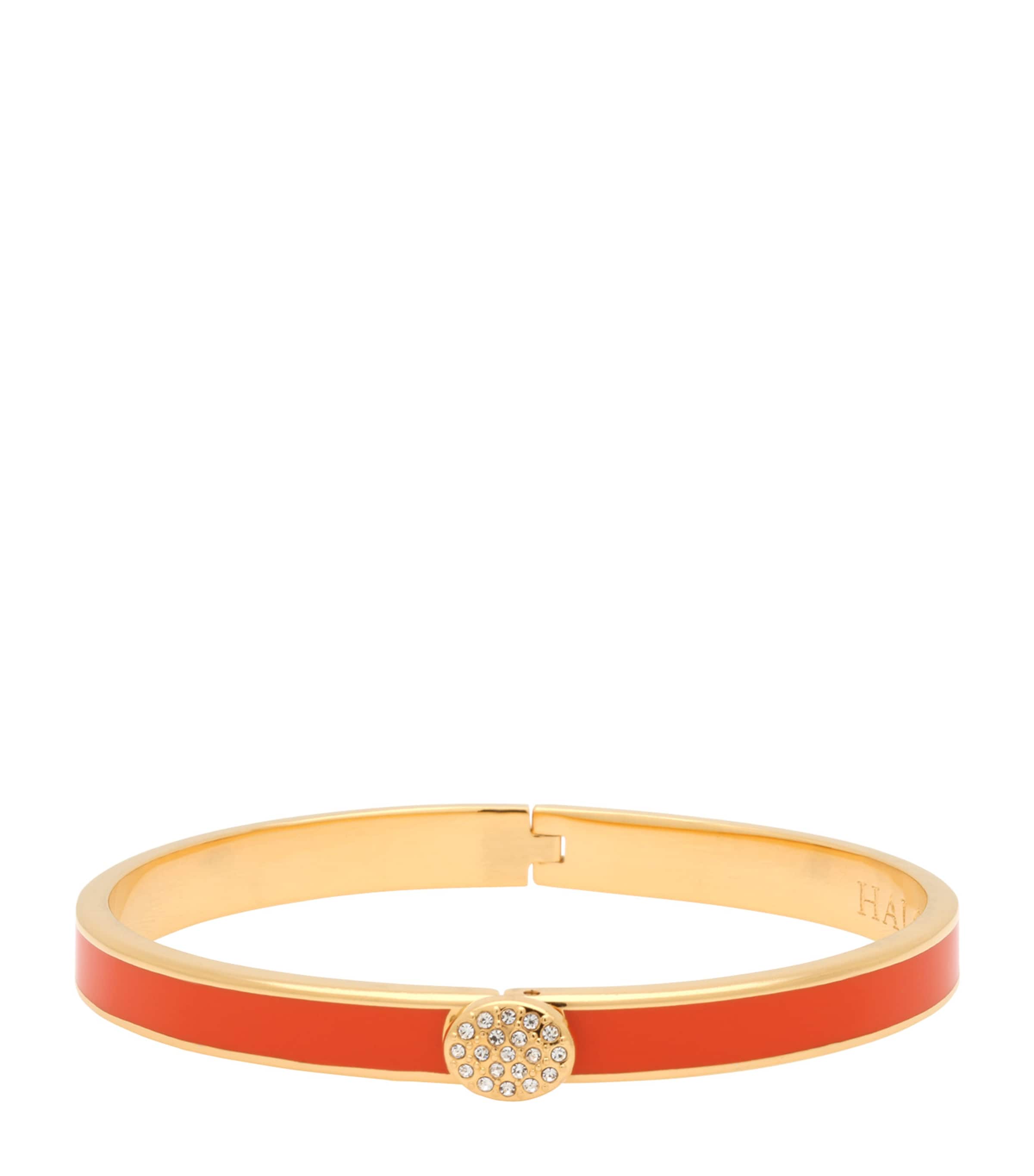 Gold-Plated Pavé Button Bangle ORANGE/GOLD Image 1