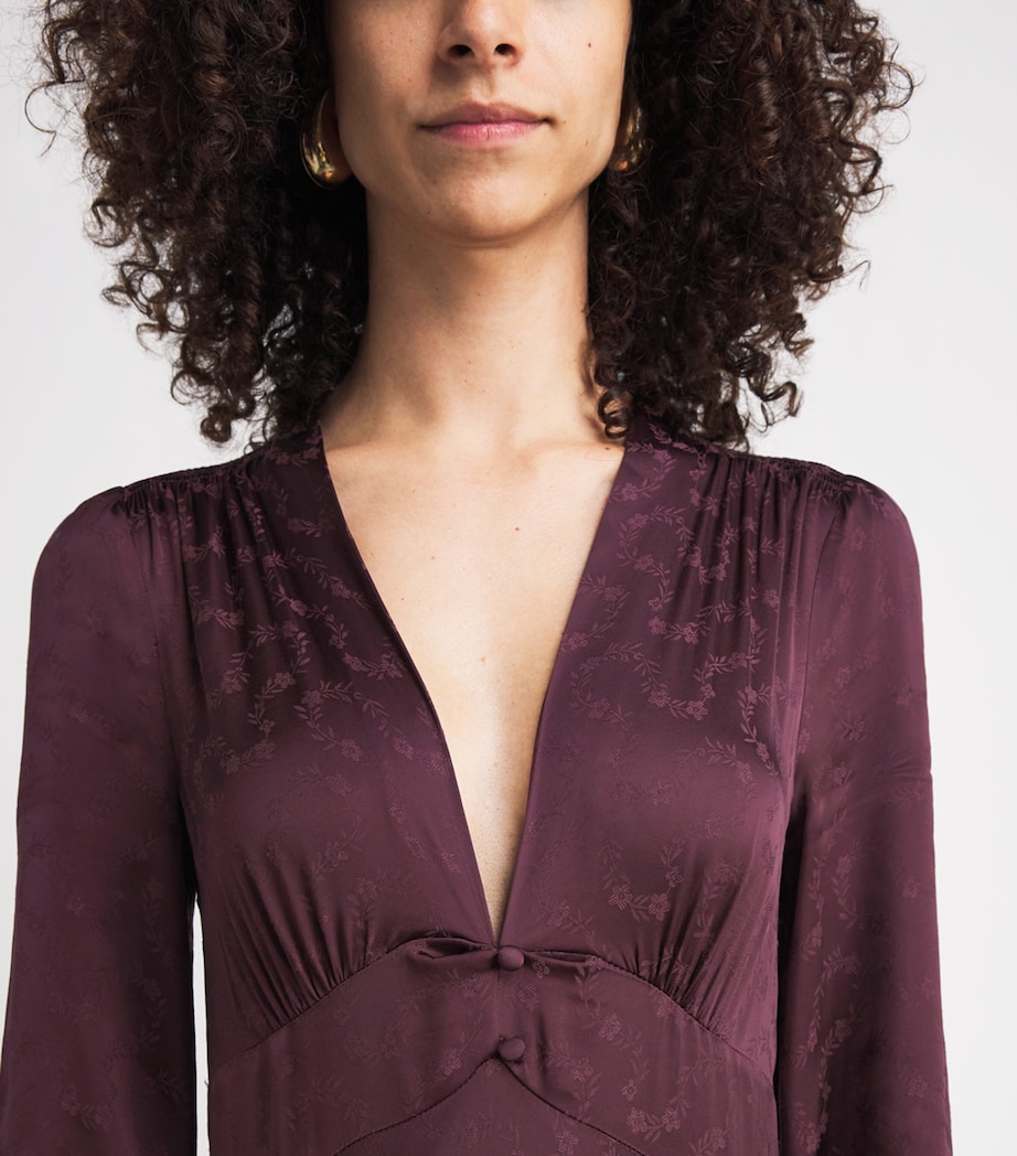 Rixo Womens Jacquard Emory Maxi Dress Wine Image 3