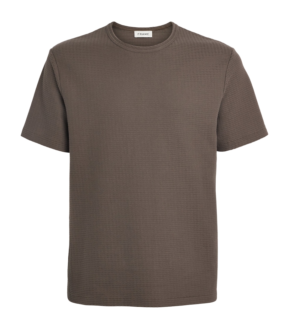 FRAME Mens Cotton Jacquard T-Shirt Soft Taupe Image 1