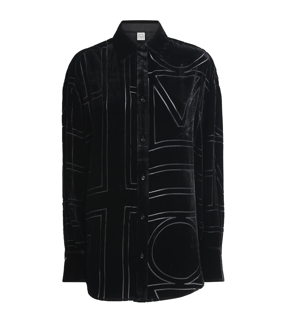 Silk Velvet Monogram Shirt 001 BLACK Image 1