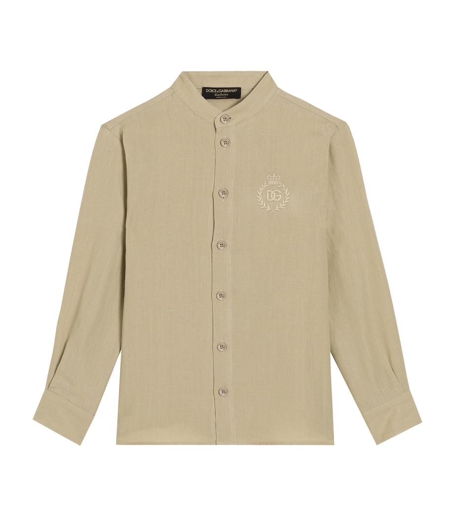 Dolce&Gabbana Kids Linen Embroidered-Logo Shirt (8-12+ Years) Medium Bei Image 1