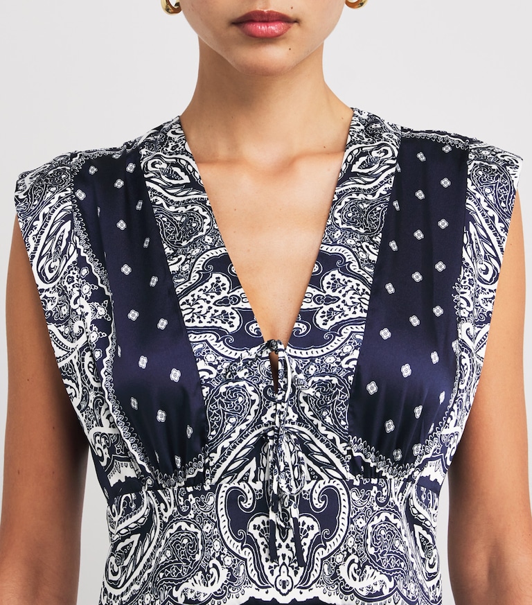 Sandro Paris Blue Bandana Print Maxi Dress Harrods UK sandro-paris-blue-bandana-print-maxi-dress-harrods-uk