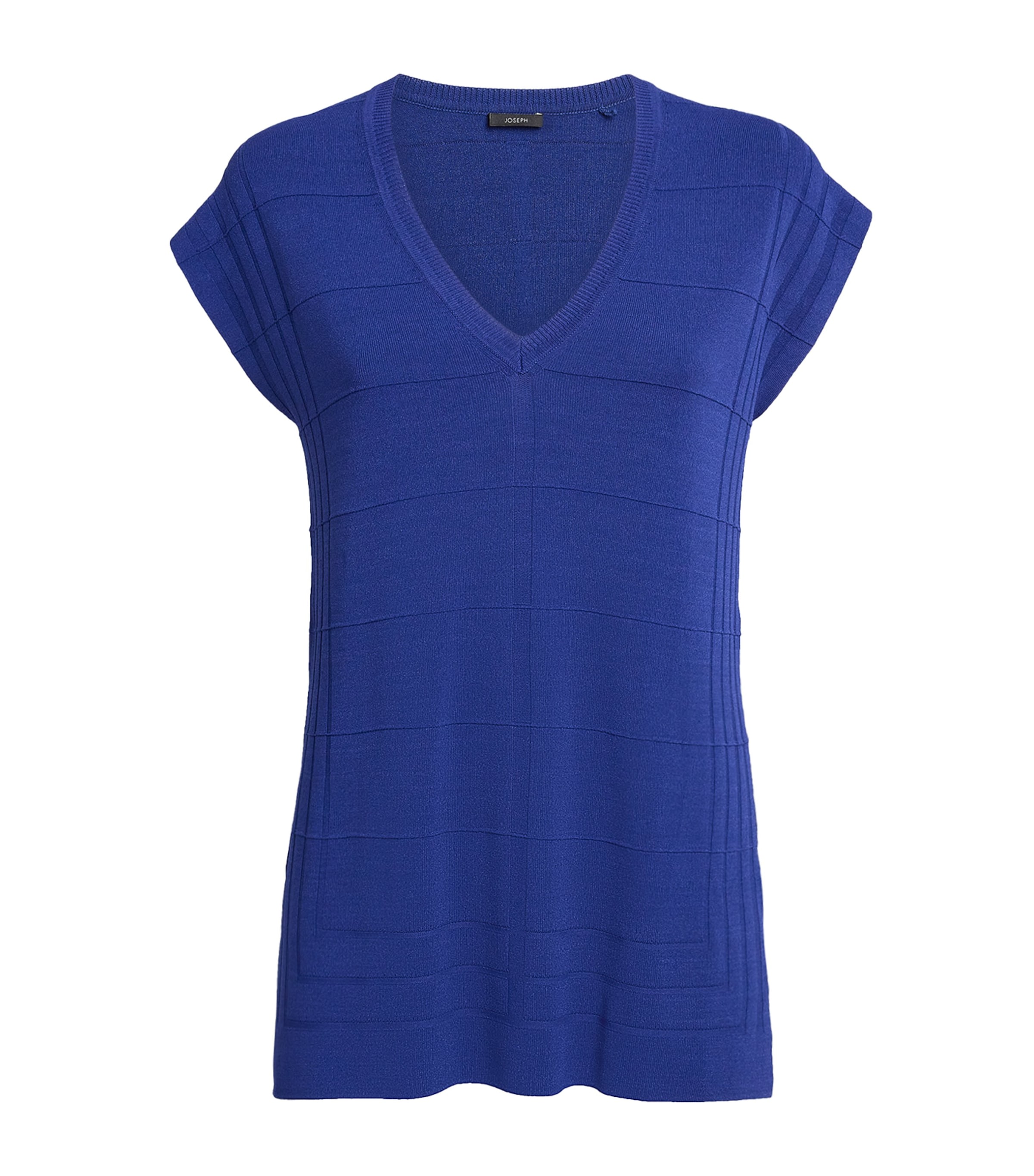 Joseph Womens Cobalt Grid-knit Relaxed-fit Viscose-blend Top Xs In Blue
