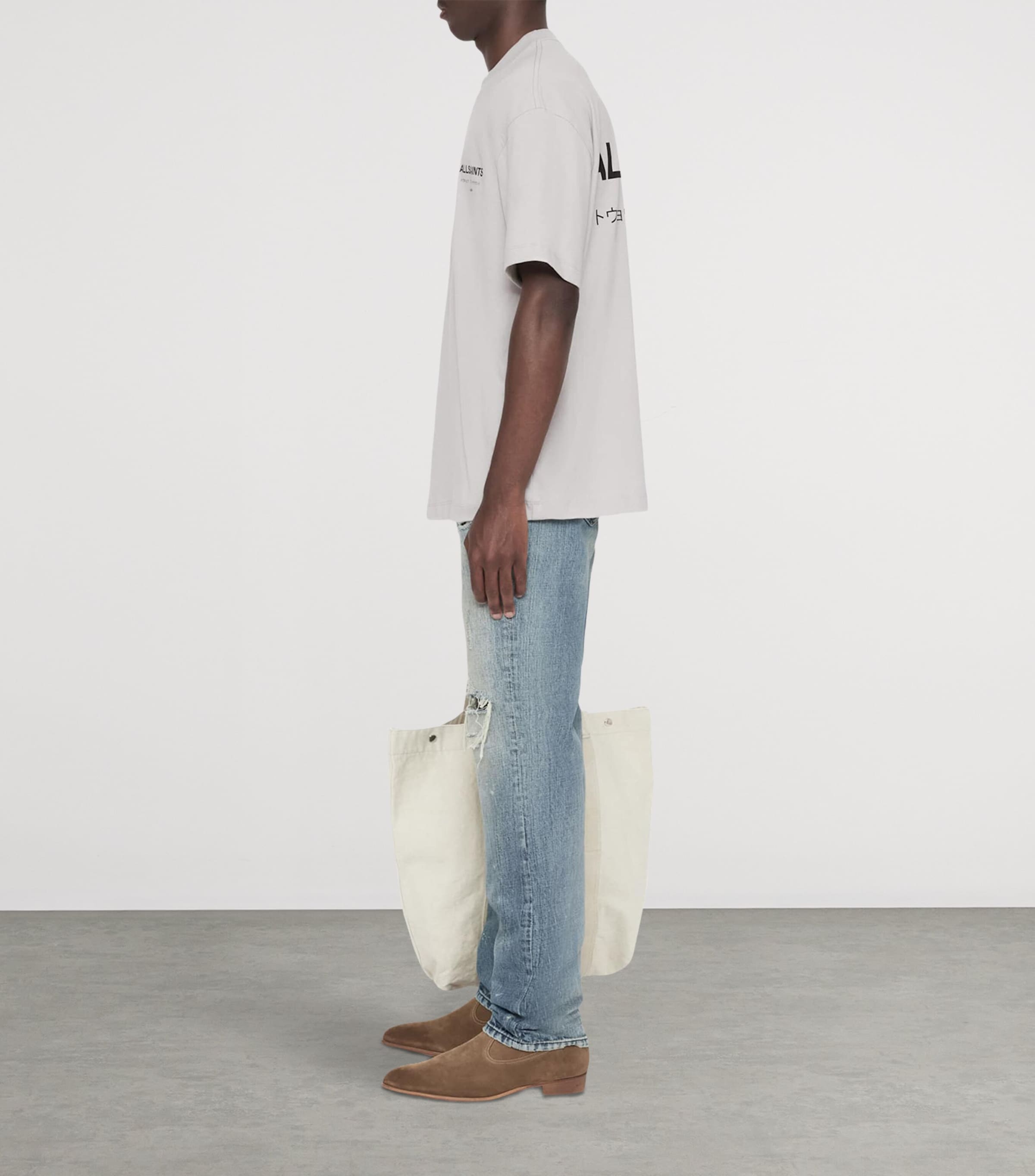 AllSaints Mens Organic Cotton Underground T-Shirt Sky Blue Image 8