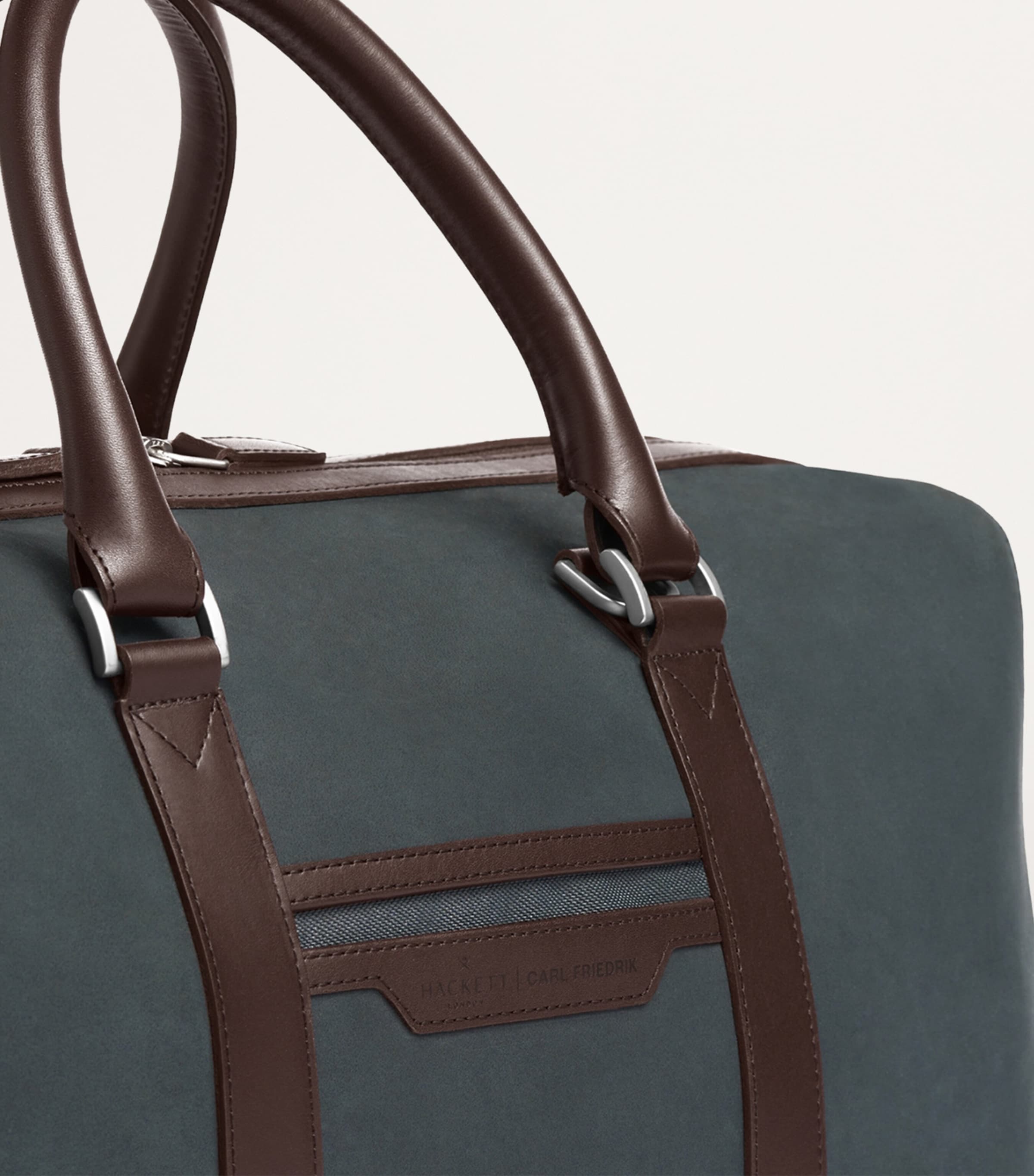 Carl Friedrik x Hackett Leather Holdall Navy/ Chocolate Image 2