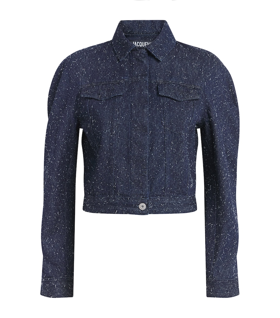 Jacquemus Womens Embroidered Ovalo Denim Jacket Navy Image 1