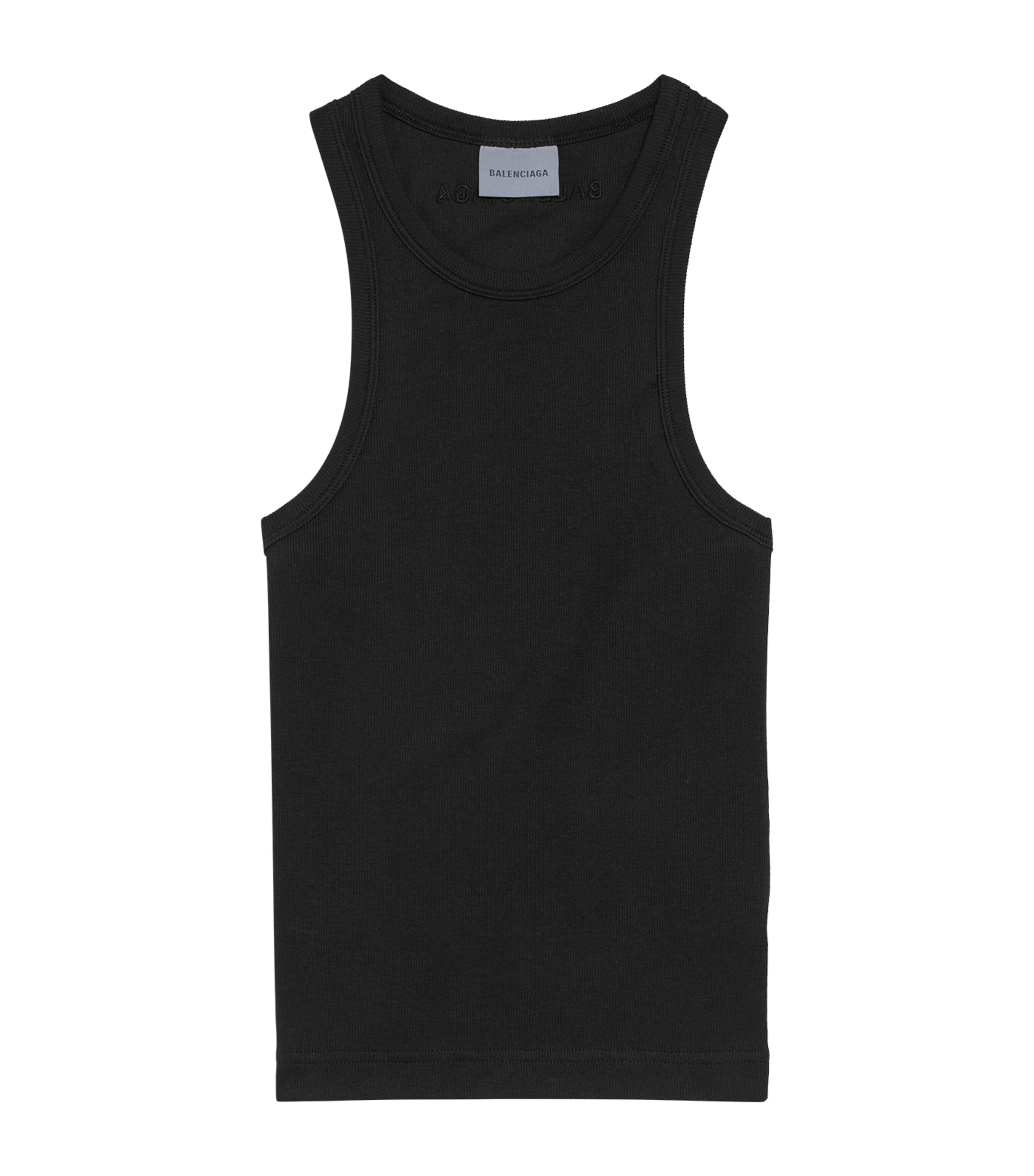 Balenciaga Womens Cotton Ribbed Logo Tank Top Image 1