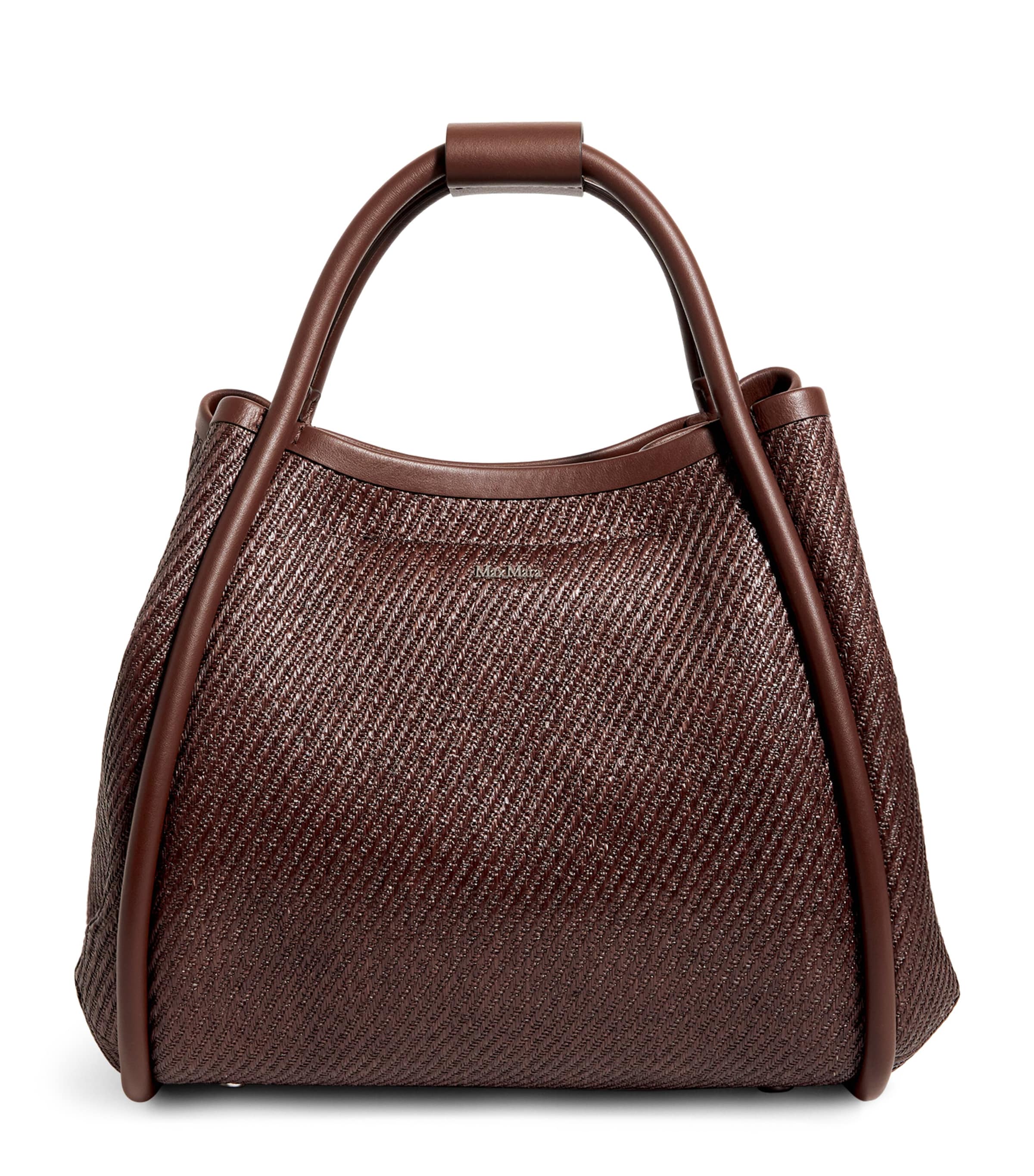 Max Mara Woven Marine Top-handle Bag In Brown