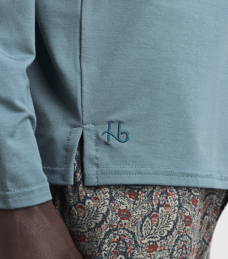 Homebody Mens Liberty-Collar Long-Sleeve T-Shirt Teal Mist/neem Image 3