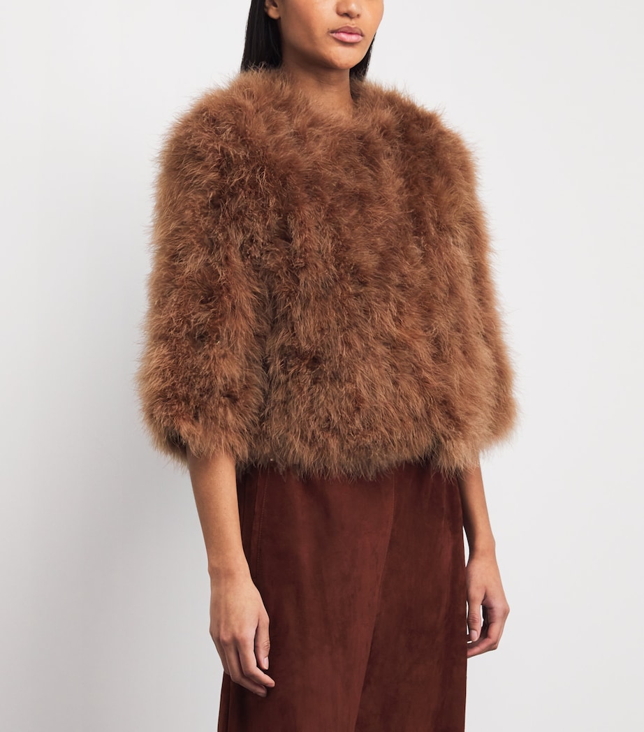 Yves Salomon Womens Feather Cropped Jacket Image 4