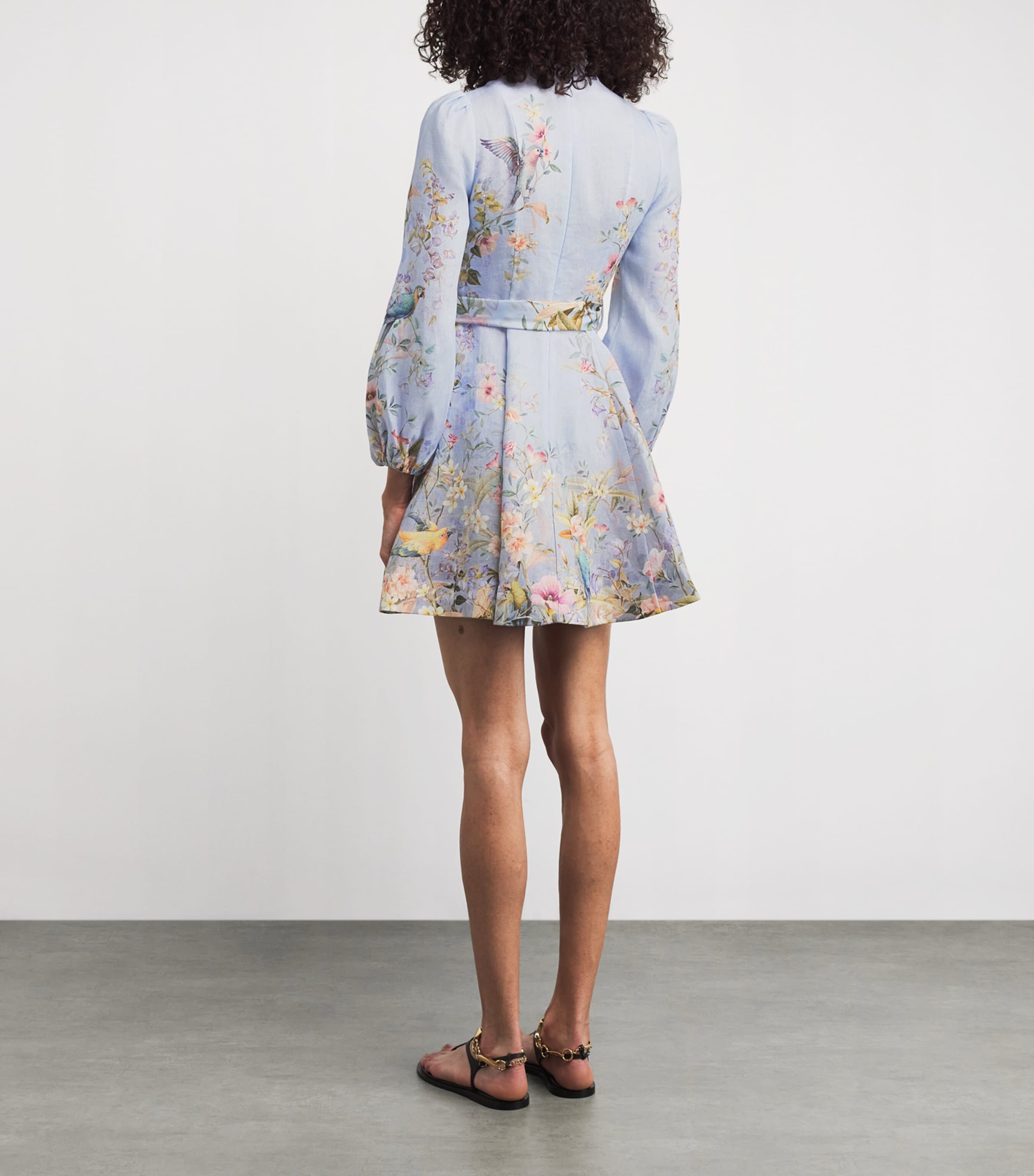 Linen Rebellion Floral Mini Dress BLAV BLUE AVIARY Image 3