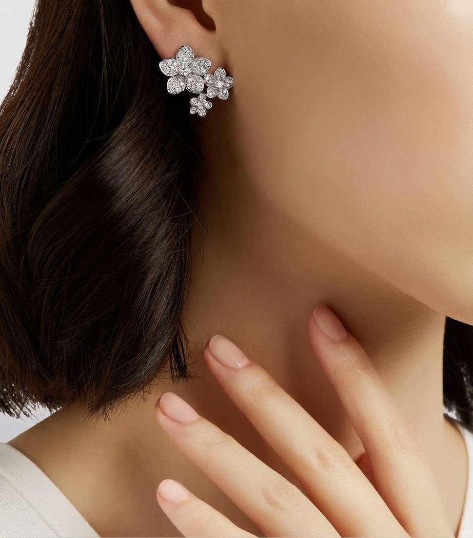 White Gold and Diamond Wild Flower Stud Earrings WHITE GOLD Image 2