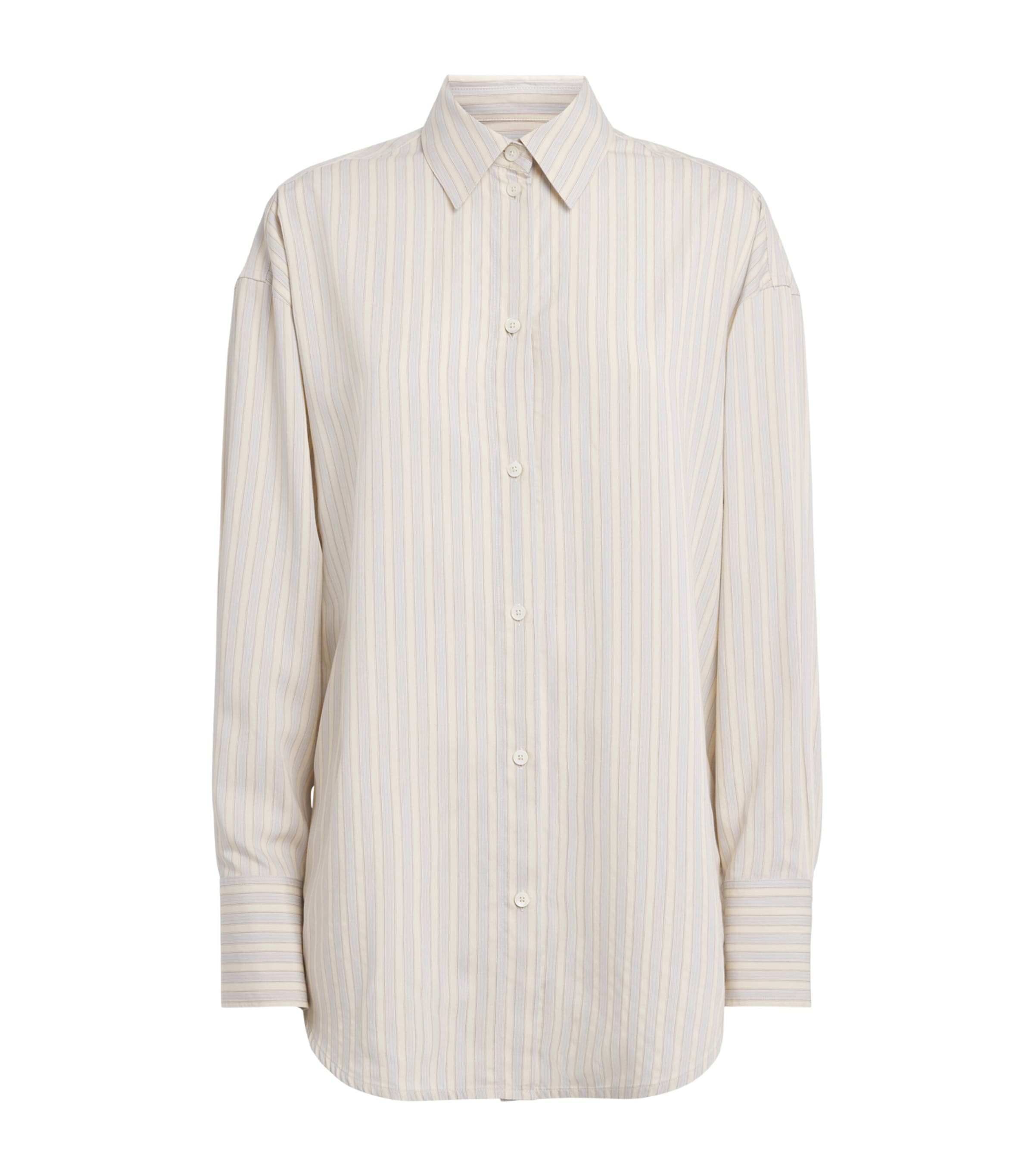Toteme Womens Silk Oversized Stripe Shirt Yellow/sky Image 1