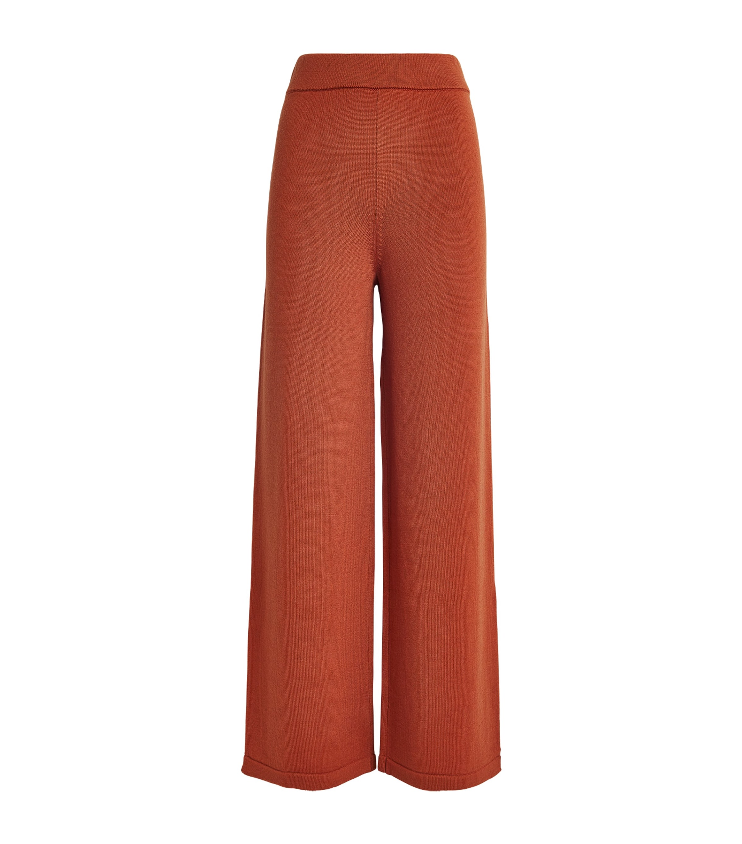 Mm Max Mara Virgin Wool Knitted Trousers In Red