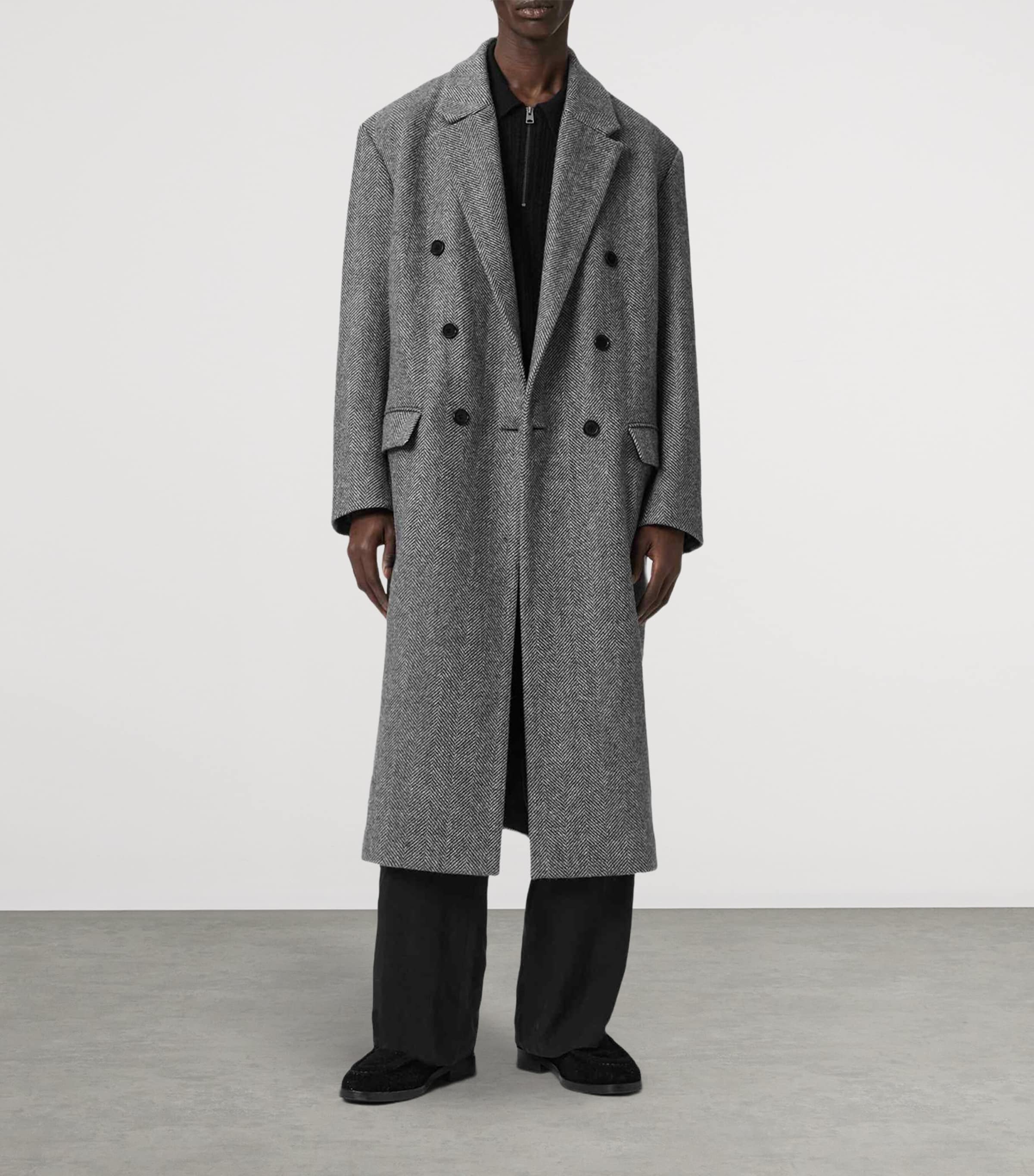 Oversized Wool Ezra Coat BLACK/WHITE Image 2